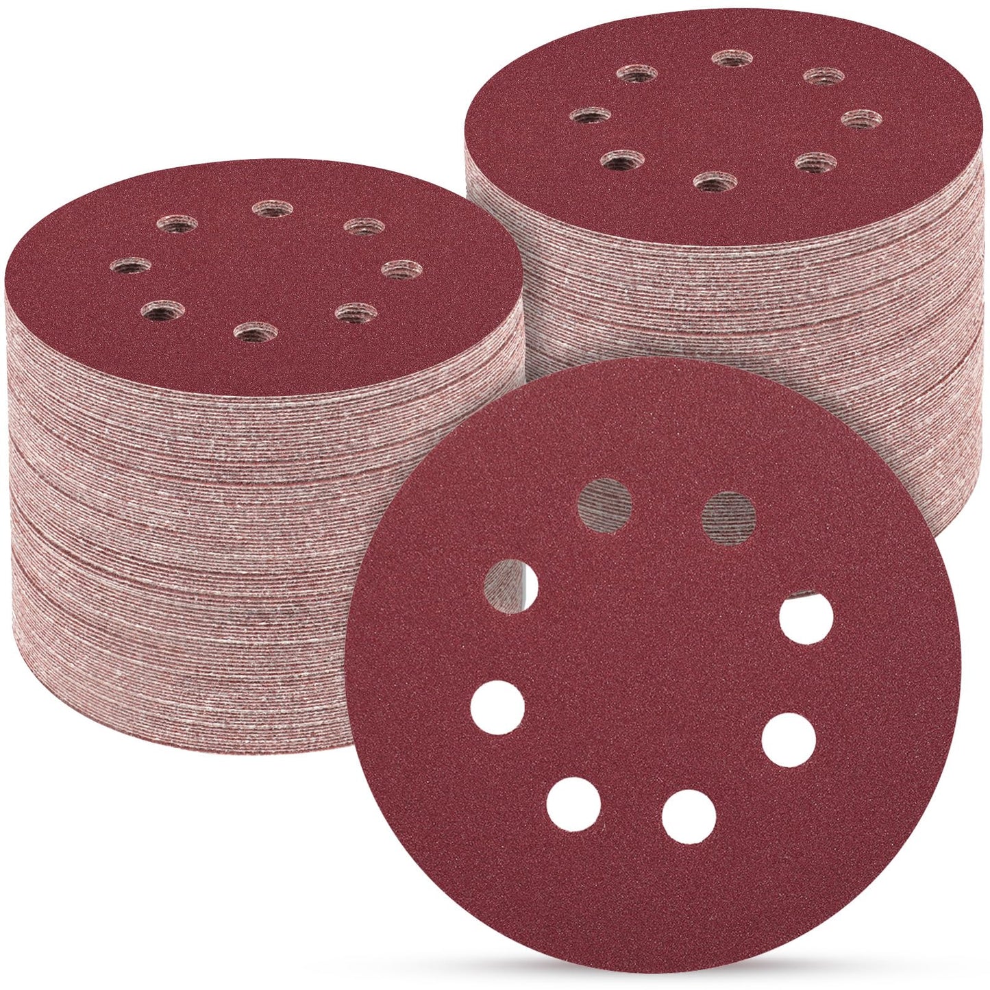 100 PCS 5 Inch Sanding Discs 120 Grit, Round Hook and Loop Sandpaper for Random Orbital Sander