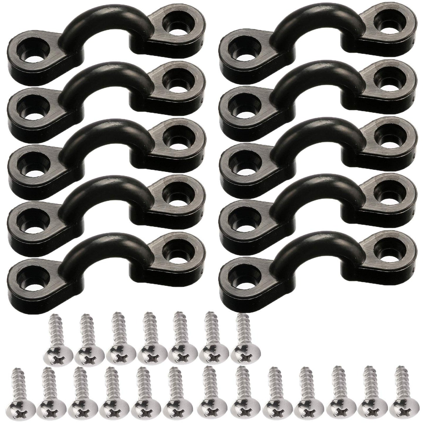 Kayak Pad Eye Kit, 10PCS Nylon Bungee Deck Loops Tie Down Pad Eye with 20 Screws for Boat Kayak Deck Rigging Kit