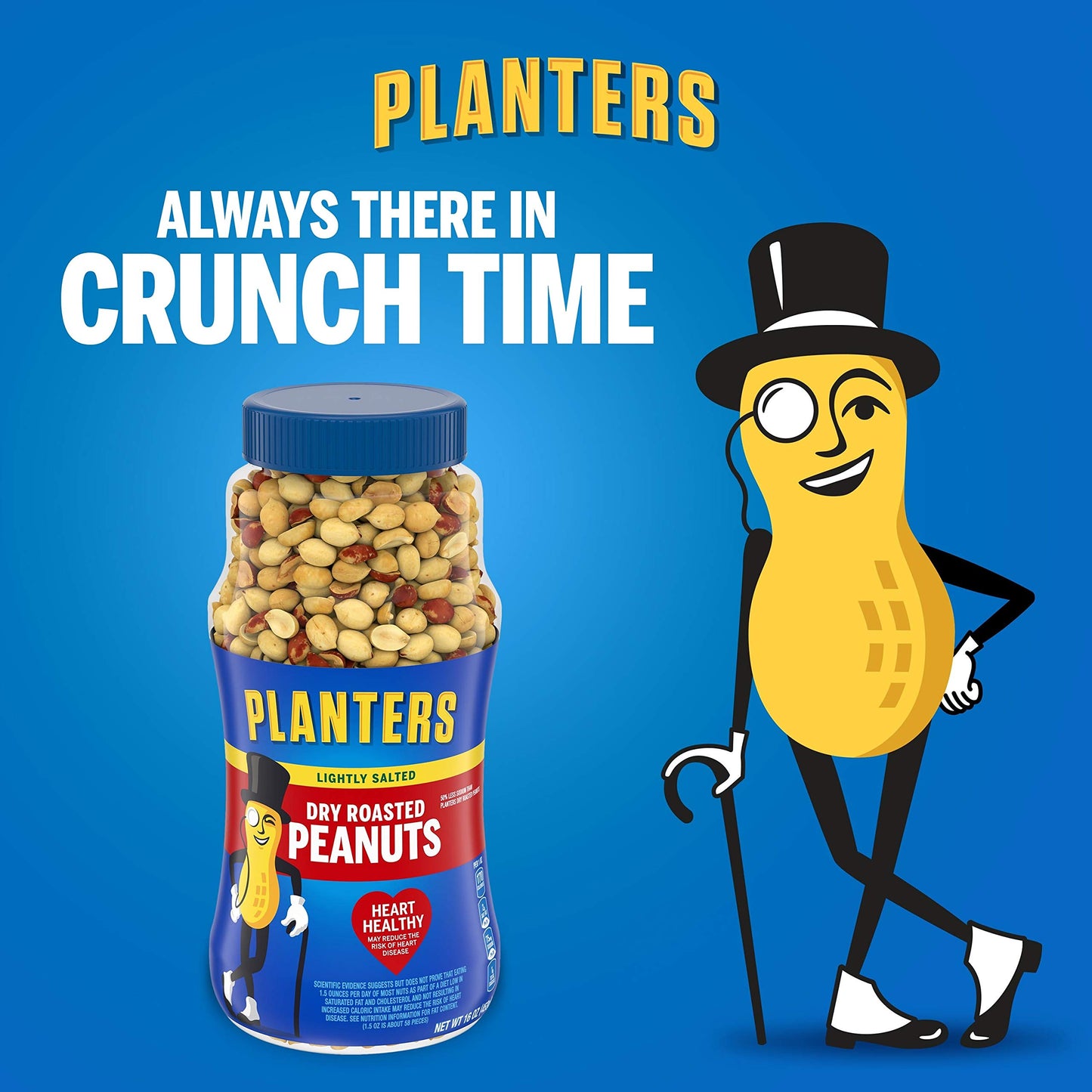 PLANTERS Peanuts, Dry Roasted Peanuts, Lightly Salted Snack Mix, Snacks for Adults - 16 oz. Jars, Pack of 12 PLANTERS Nuts