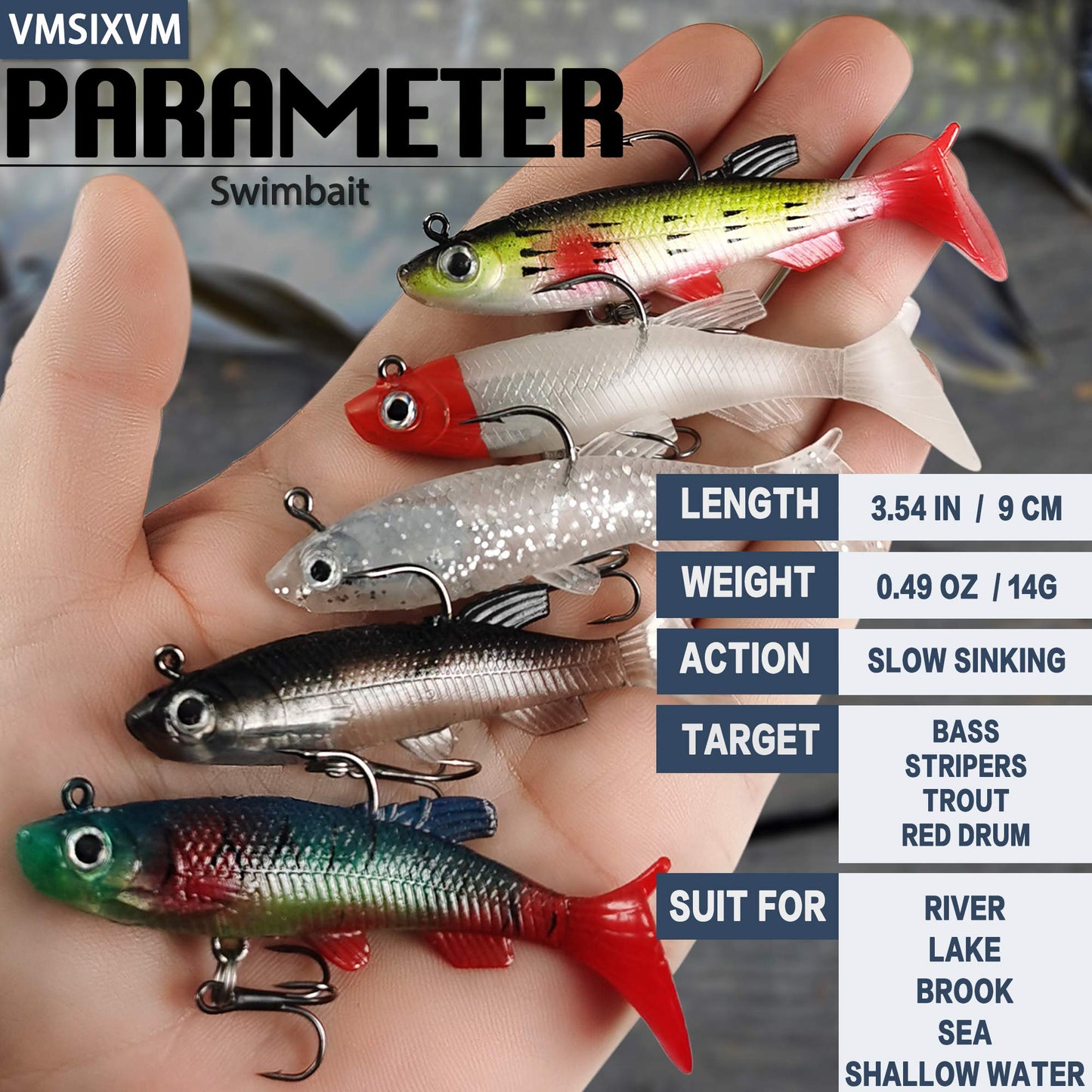 Soft Fishing Lures Shad Minnow Swimbaits, Pre-Rigged Jig Heads Paddle Tail Swim Baits for Bass, Trout, Walleye, Crappie, Sinking Jigs Bait for Saltwater Freshwater, Fishing Gifts for Men