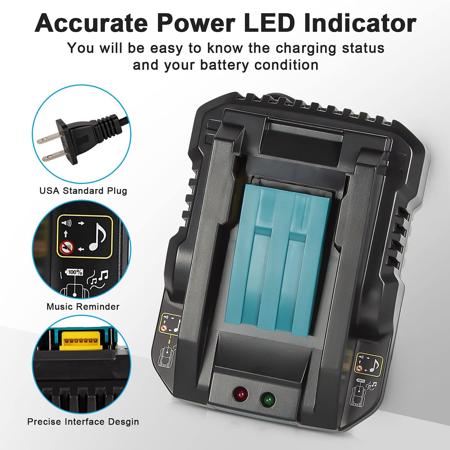 Upgraded 6.0Ah Replcement for Makita 18V Battery 2Pack with Charger Compatible with Makita 18 Volt Power Tools Black