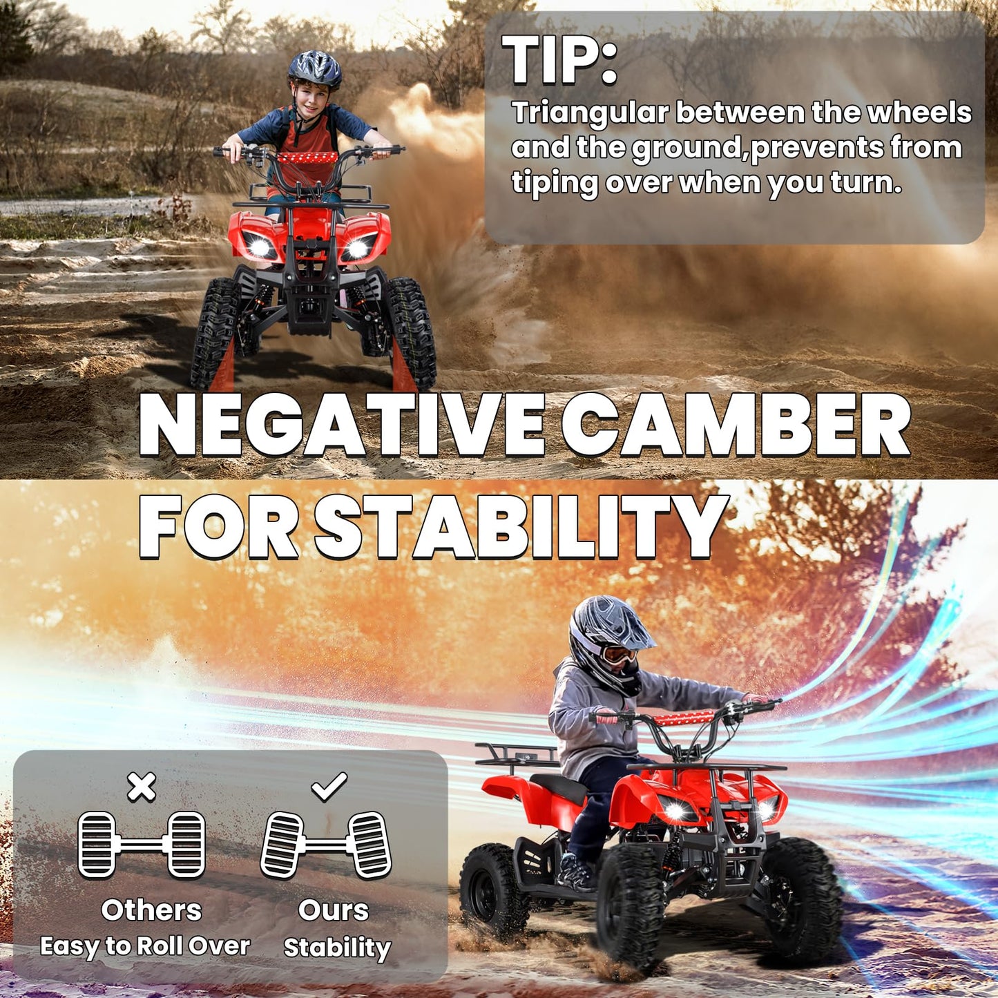 36V Electric ATV Dirt Quad Electric Four-Wheeled ATV with 500W Brushless Powerful Motor Off-Road Vehicle Electric Kids ATV Ride on ATV for Big Boys Girls Ages 5+, Black
