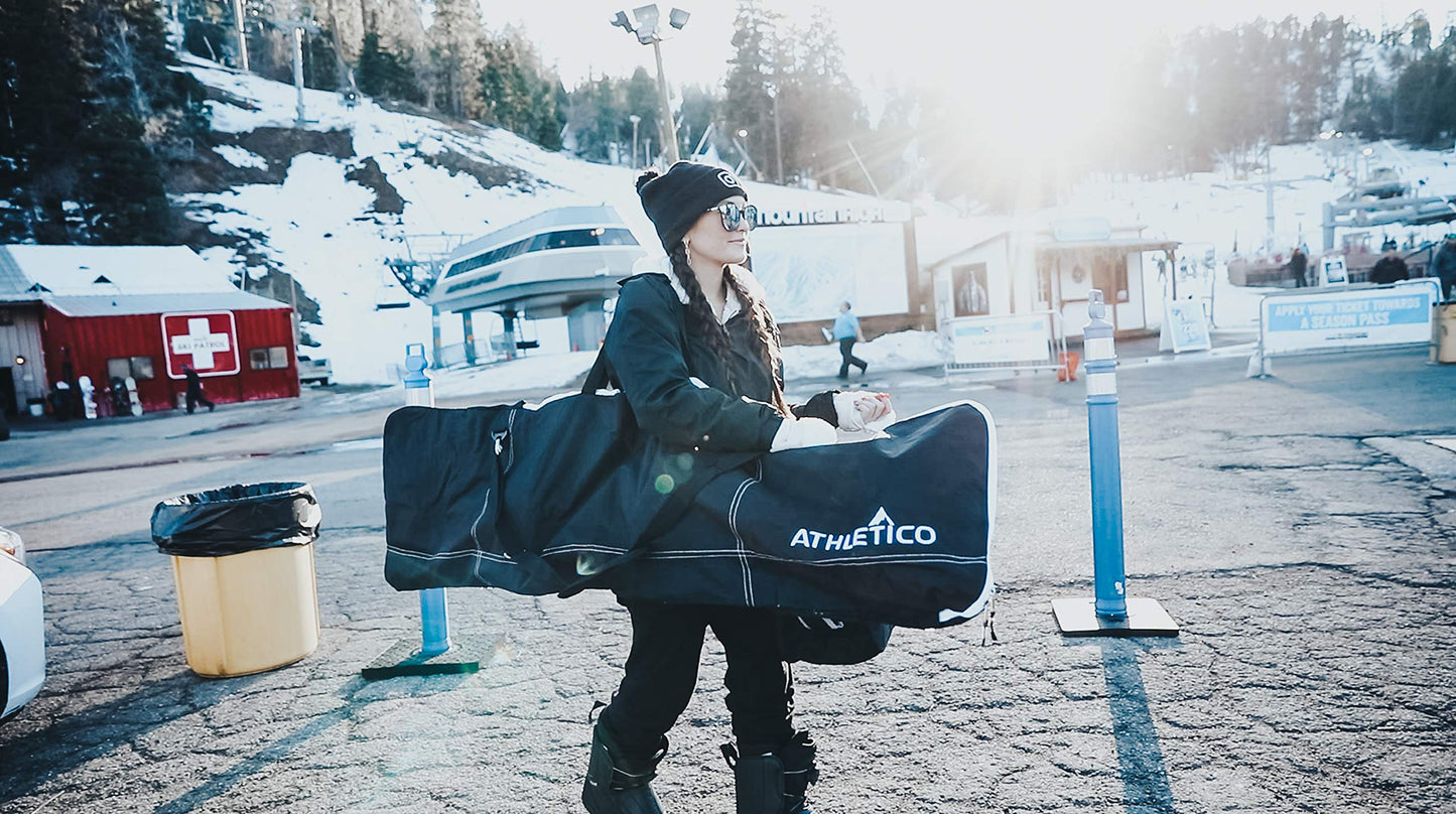 Athletico Two-Piece Snowboard and Boot Bag Combo | Store & Transport Snowboard Up to 165 CM and Boots Up To Size 13 | Includes 1 Snowboard Bag & 1 Boot Bag (Black)