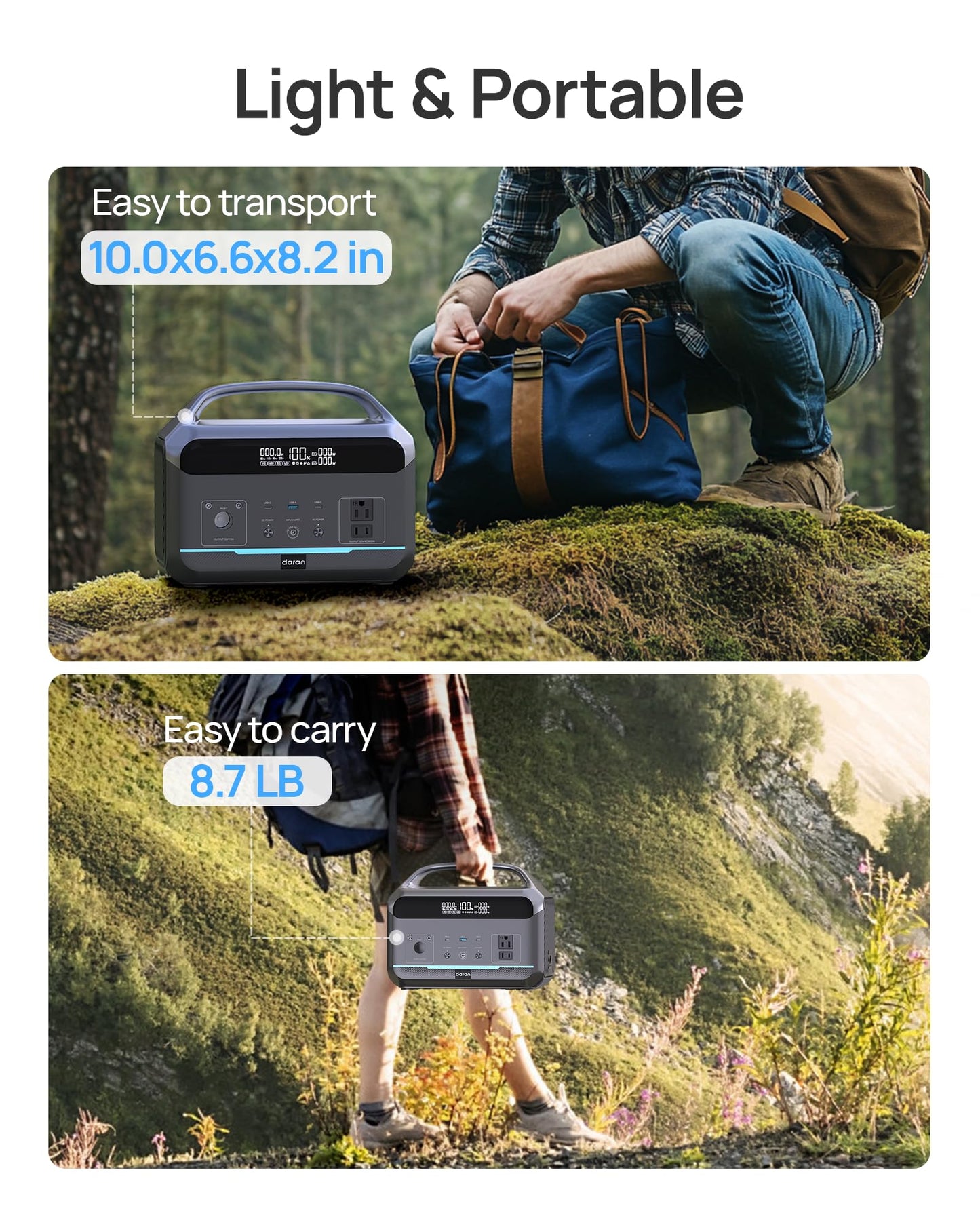 Portable Power Station 300W (600W Surge), 192Wh (60,000mAh) Solar Generator, LiFeP04 Battery with AC & DC Outlets, Power Bank Station for Outdoor Camping, RVs, Traveling, Home & Emergency