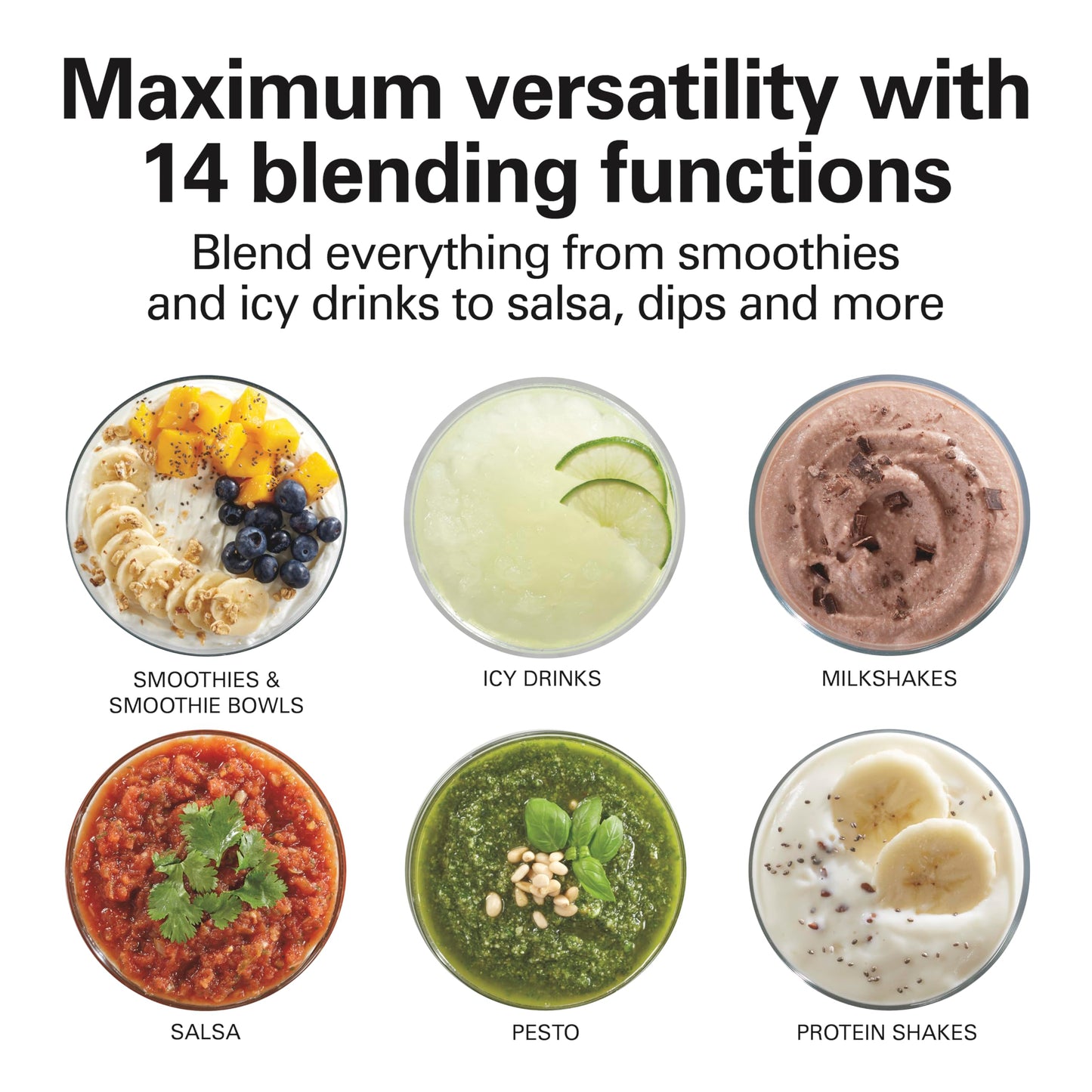 Hamilton Beach Wave Crusher Blender For Smoothies With 40 Oz Glass Jar and 14 Functions, Ice Sabre Blades & 700 Watts for Consistently Smooth Results, Black + Stainless Steel (54221)