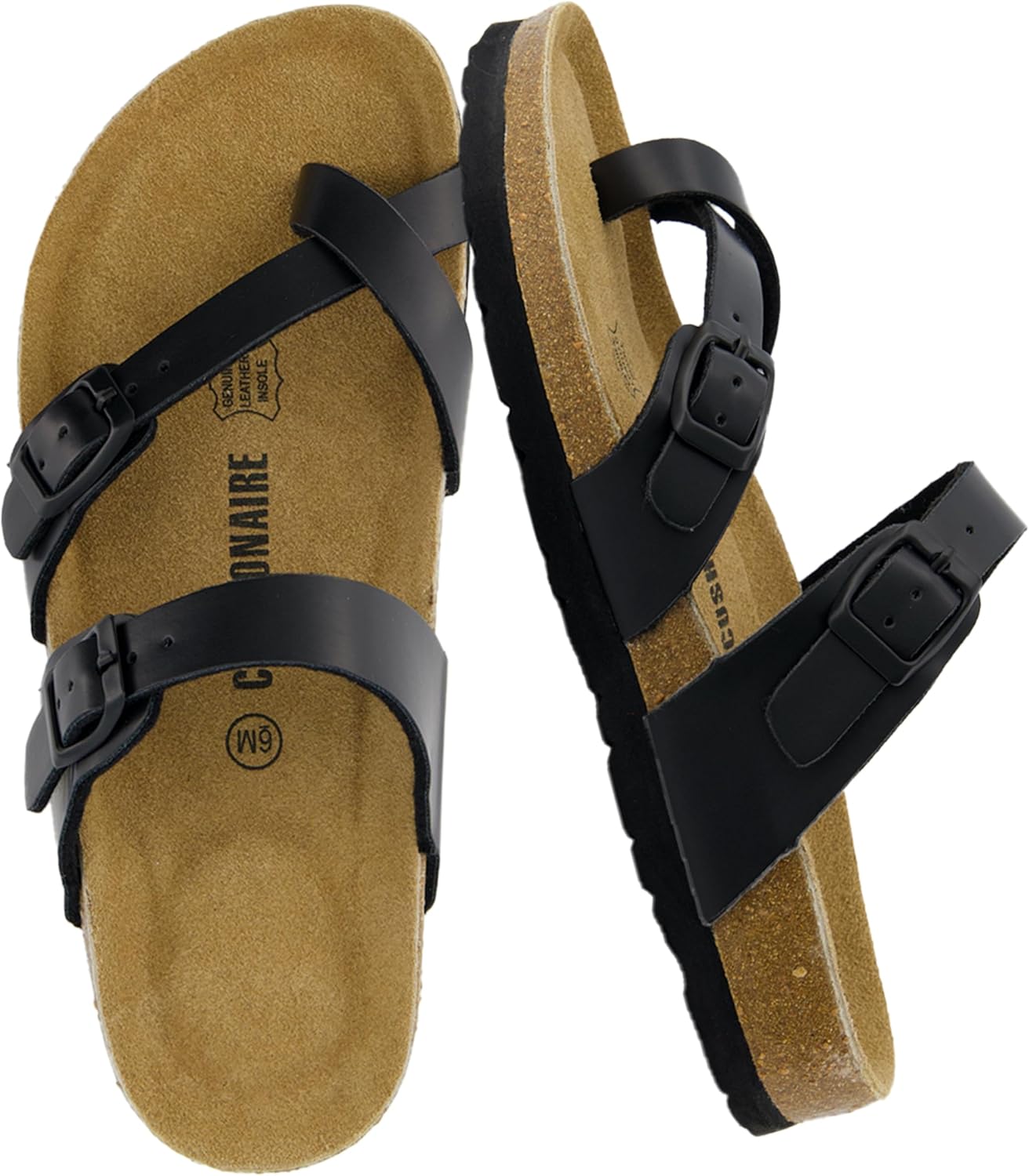 CUSHIONAIRE Women's Luna Cork Footbed Sandal With +Comfort