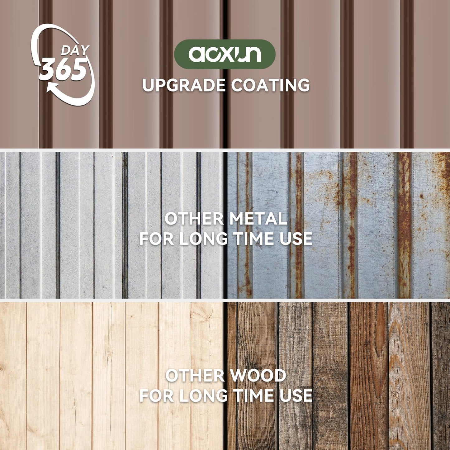 Aoxun 12x10 FT Shed Metal Outdoor Waterproof Storage Shed Steel Utility Garden Tool Shed with Door & Lock Outdoor Storage for Garden Patio Lawn Poolside, Brown