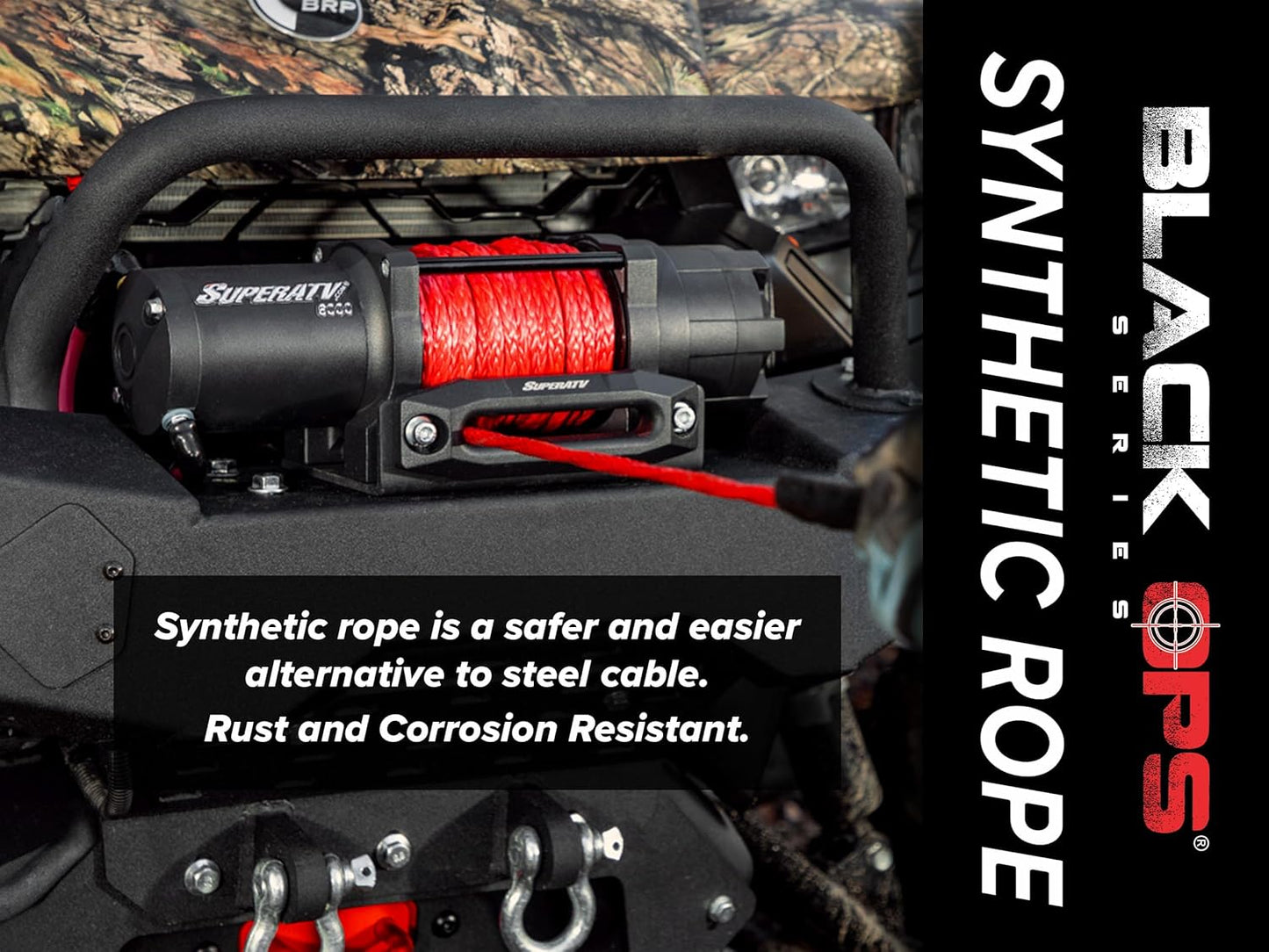 SuperATV 4500 lb Winch For UTV/ATV | Complete Black Ops Winch Kit | Waterproof Seals And Solenoid | 1.3 HP Motor | 166:1 Gear Ratio