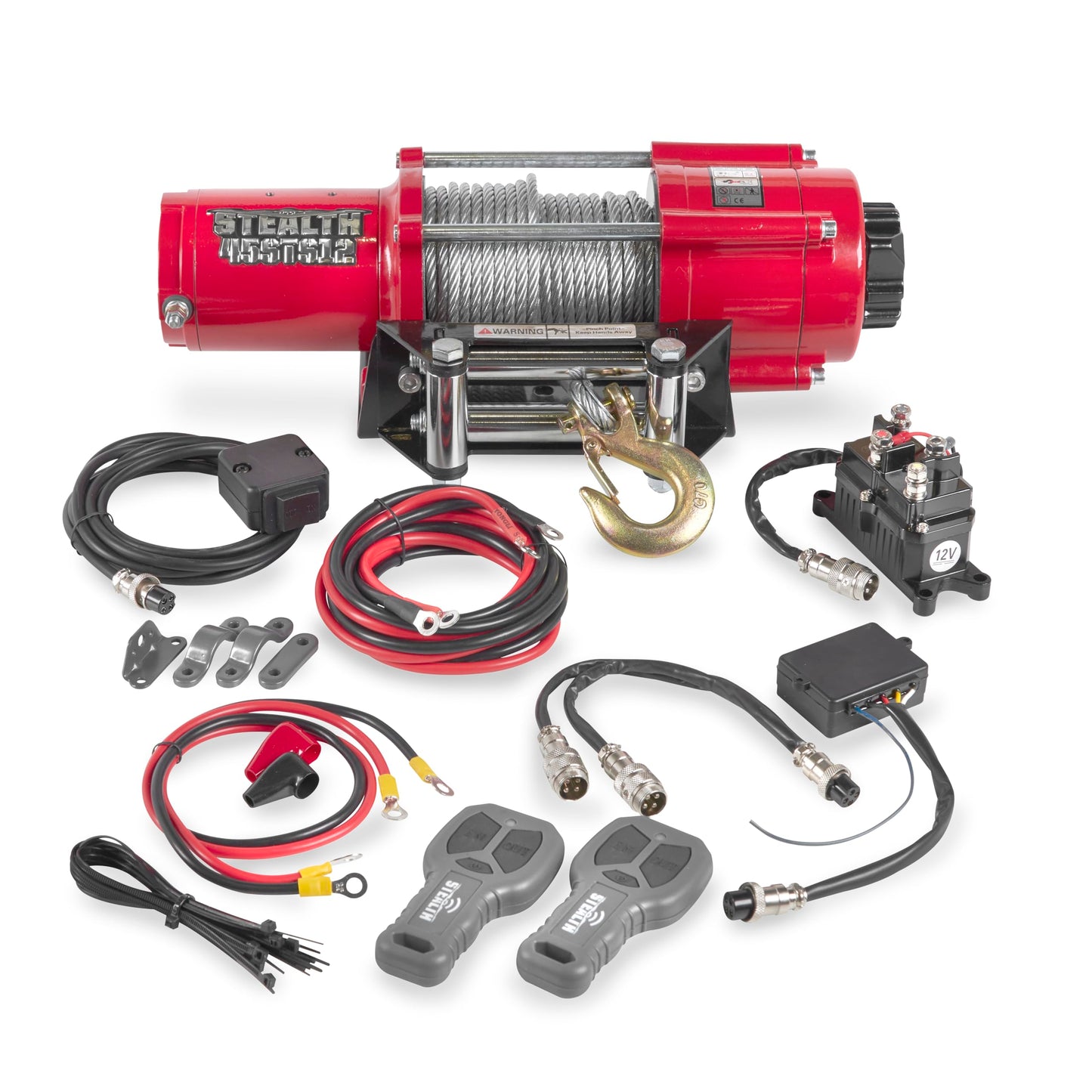 Stealth Winches 13500lb Truck Winch 12V Electric Winch with 2 Wireless remotes and Steel Rope, Perfect for SUV Towing Trailer Winch, Hook, Weatherproof, with Roller Fairlead, Heavy Duty