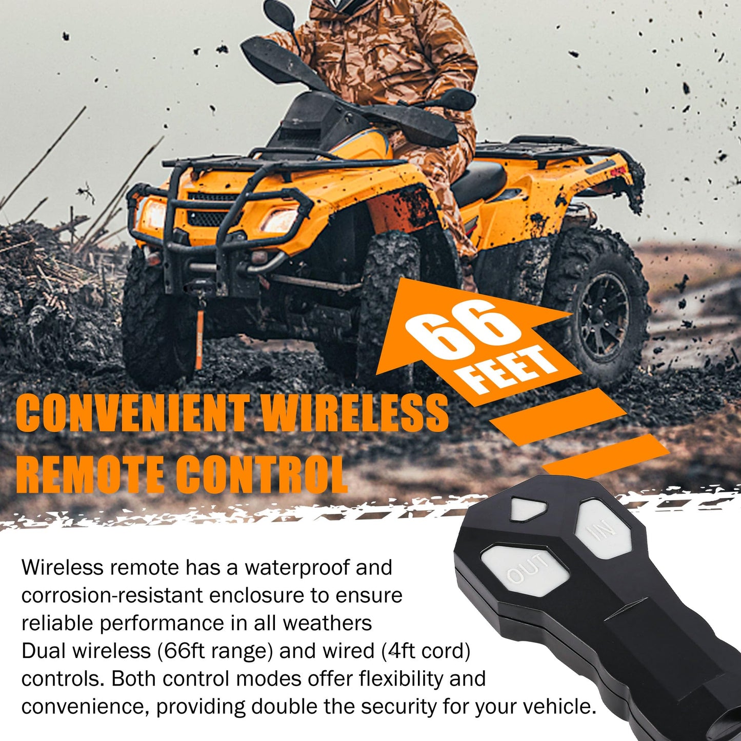ZESUPER 3000 lb Electric Winch for ATV UTV Trailer Boat Synthetic Rope Winch 12V DC Off Road Towing Winches with Wireless Remote Mounting Bracket