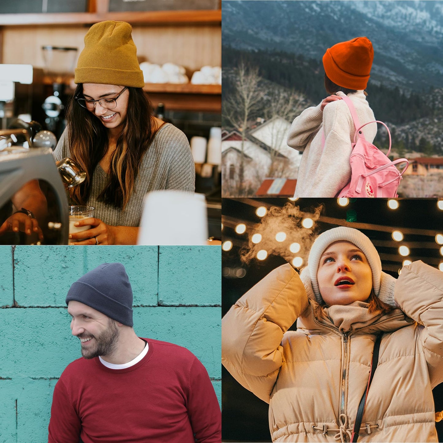 PFFY Beanie for Men Women Unisex Knit Cuffed Plain Winter Beanies Hats Skull Cap
