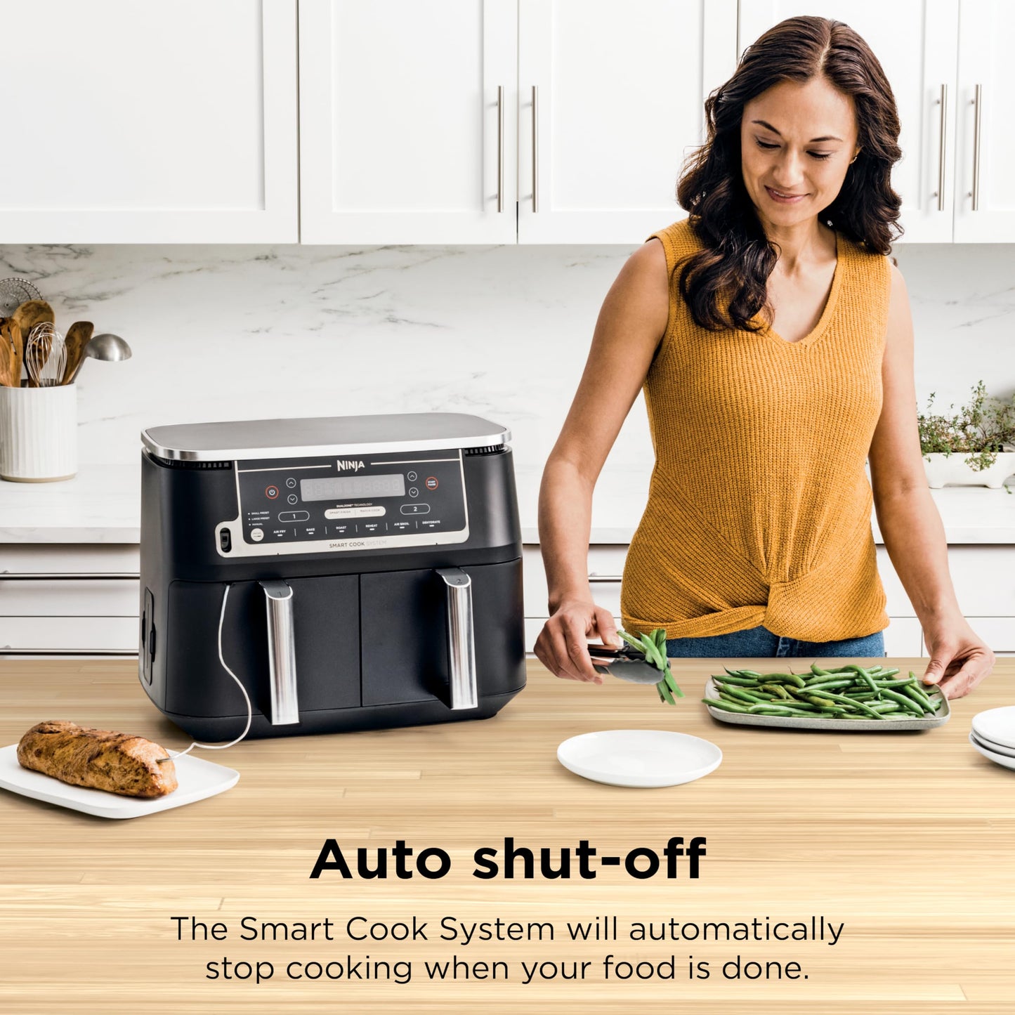 Ninja DZ201 Foodi 8 Quart 6-in-1 DualZone 2-Basket Air Fryer with 2 Independent Frying Baskets, Match Cook & Smart Finish to Roast, Broil, Dehydrate & More for Quick, Easy Meals, Grey
