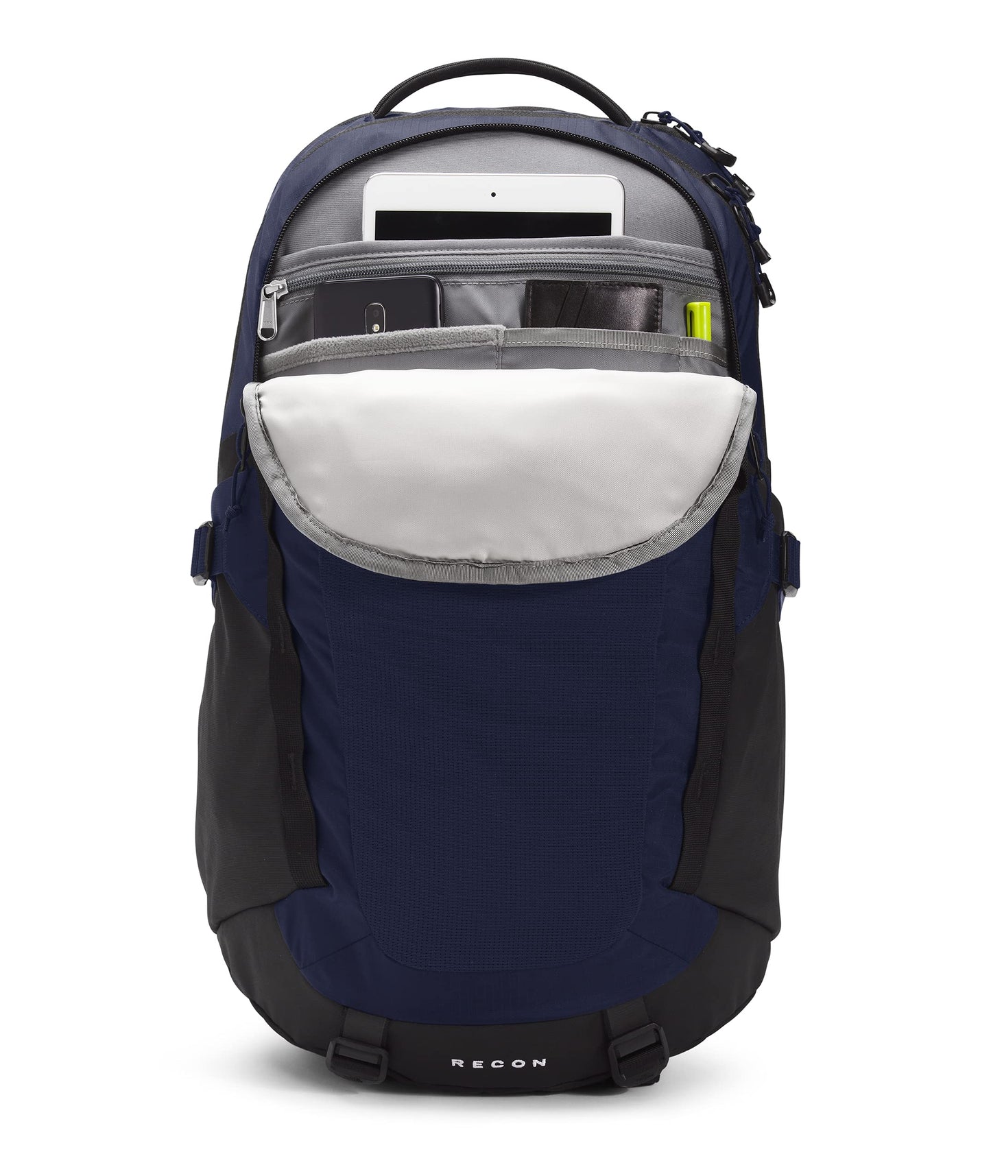 THE NORTH FACE Recon Everyday Laptop Backpack | Daypack with Water Repellent Finish, 16" Laptop Sleeve, 2 Water Bottle Pockets, TNF Black/TNF Black-NPF, One Size