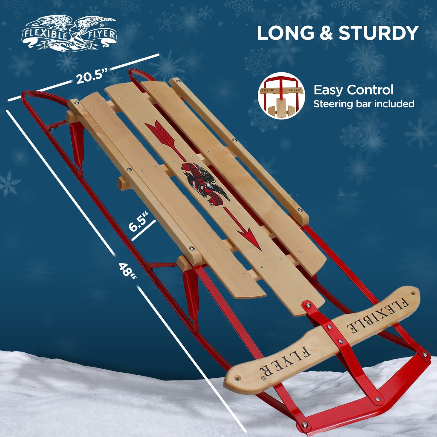 Flexible Flyer 48 Inch Metal Runner Jet Snow Sled
