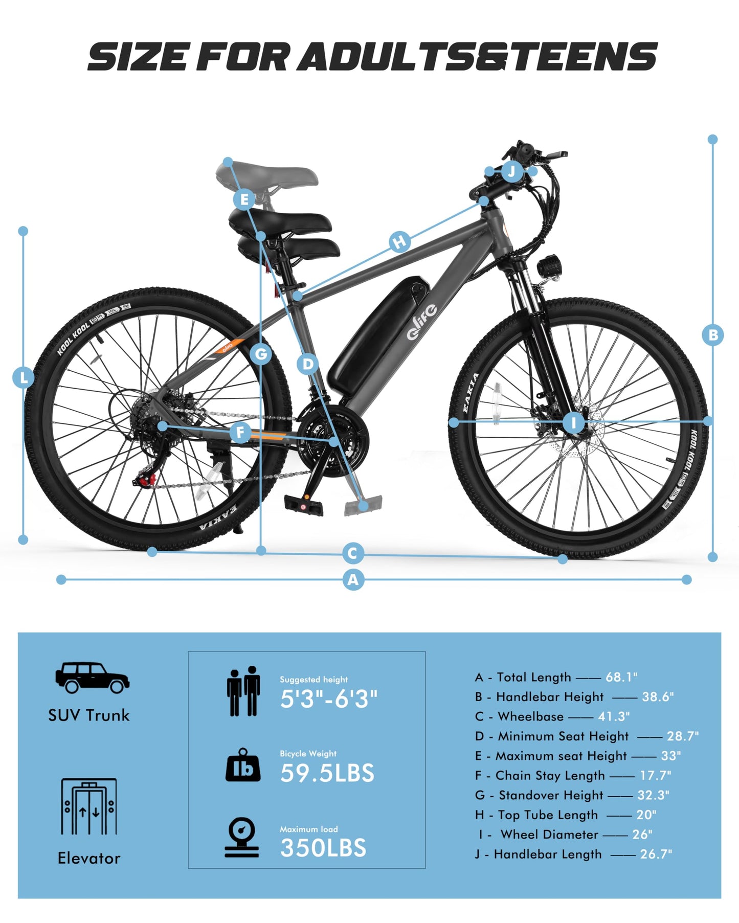 Racer Electric Bike for Adults - 21-Speed Mountain Lightweight Ebike with Peak 750W 22MPH Brushless Motor, 375Wh Removable Battery, 26X2.1 Tire Step Over E-MTB, Up to 40 Miles