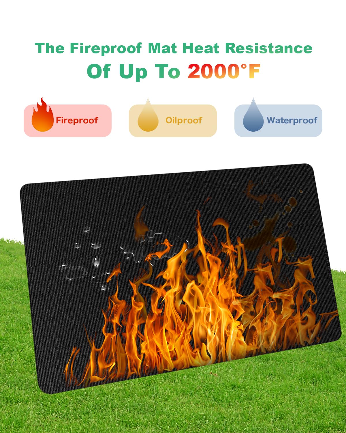 Large 76 x 52 inches Under Grill Mats for Outdoor Grill | Double-Sided Fireproof | Waterproof | Oil-Proof | Easy to Clean | Indoor Fireplace/Fire Pit Mat | Quality BBQ Mat for Deck Patio Lawn