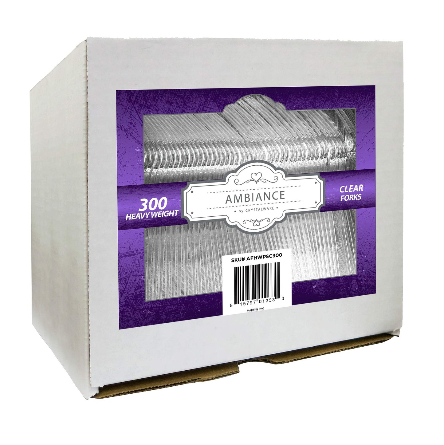 Crystalware, Heavy-Weight Plastic Fork, Durable and Disposable for Party supply or Home Use (100 Pack)