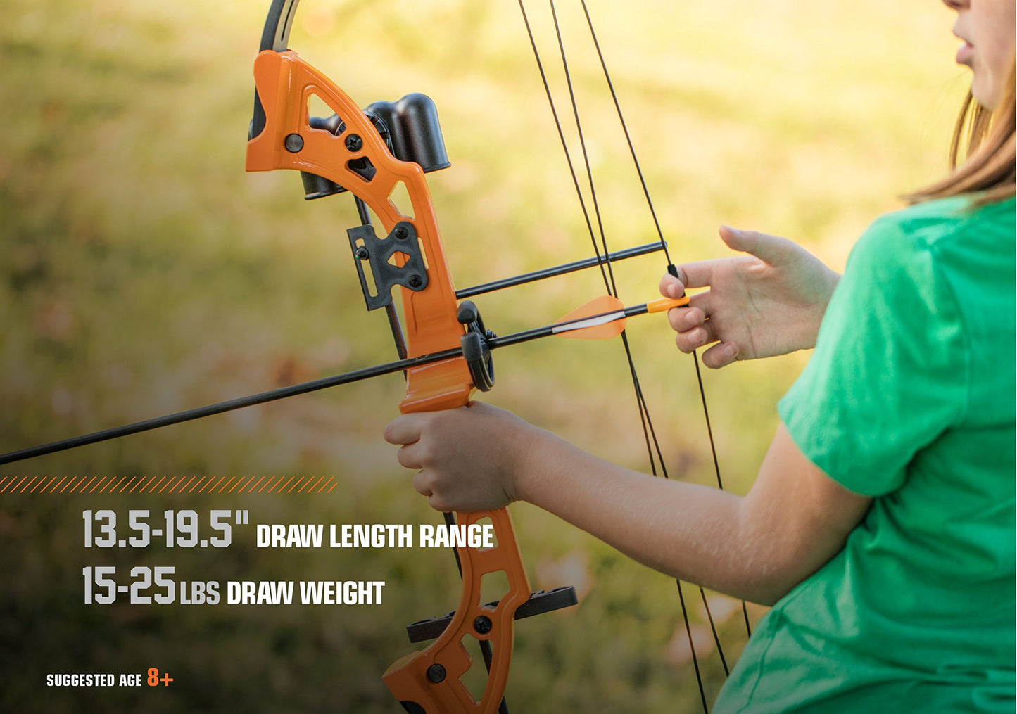 Bear Archery Brave Bow Set for Youth, Recommended Ages 8-12, Right Handed, Continuous Draw Weight Up to 25 lb., Continuous Draw Length Up to 19.5-inches