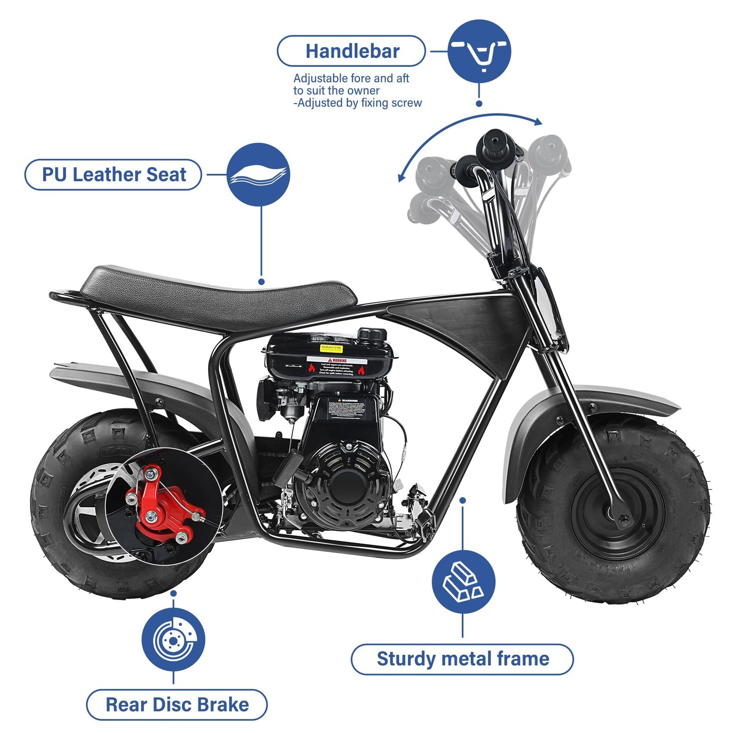 Oryxearth Mini Dirt Bike for Kids, 105CC 4-Stroke Kid Gas Powered Off-Road Pocket Pit Trail Motorcycle W/EPA Approved, Up to 24 Mph Weight Support 185 LBS