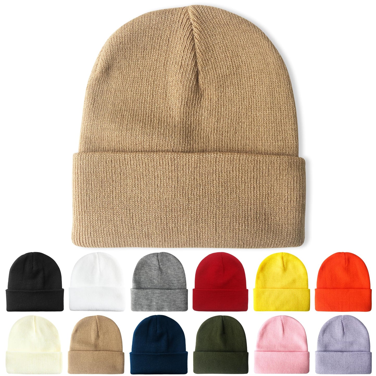PFFY Beanie for Men Women Unisex Knit Cuffed Plain Winter Beanies Hats Skull Cap