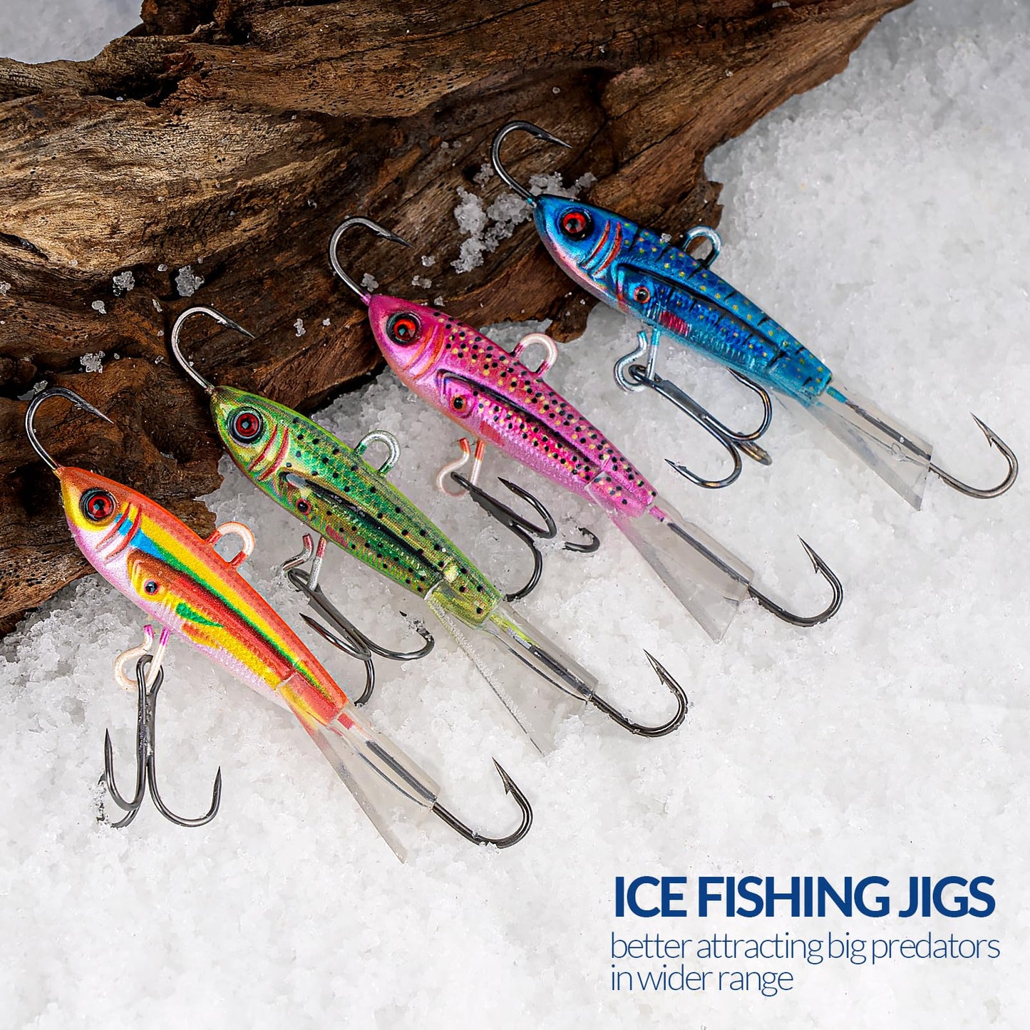 THKFISH Ice Fishing Jigs Ice Fishing Lures Ice Fishing Gear for Crappie, Panfish, Walleye, Bluegill Vertical Jigs Kit Ice Fishing Tackle 4PCS/8PCS 10g(0.35oz) 18g(0.63oz)
