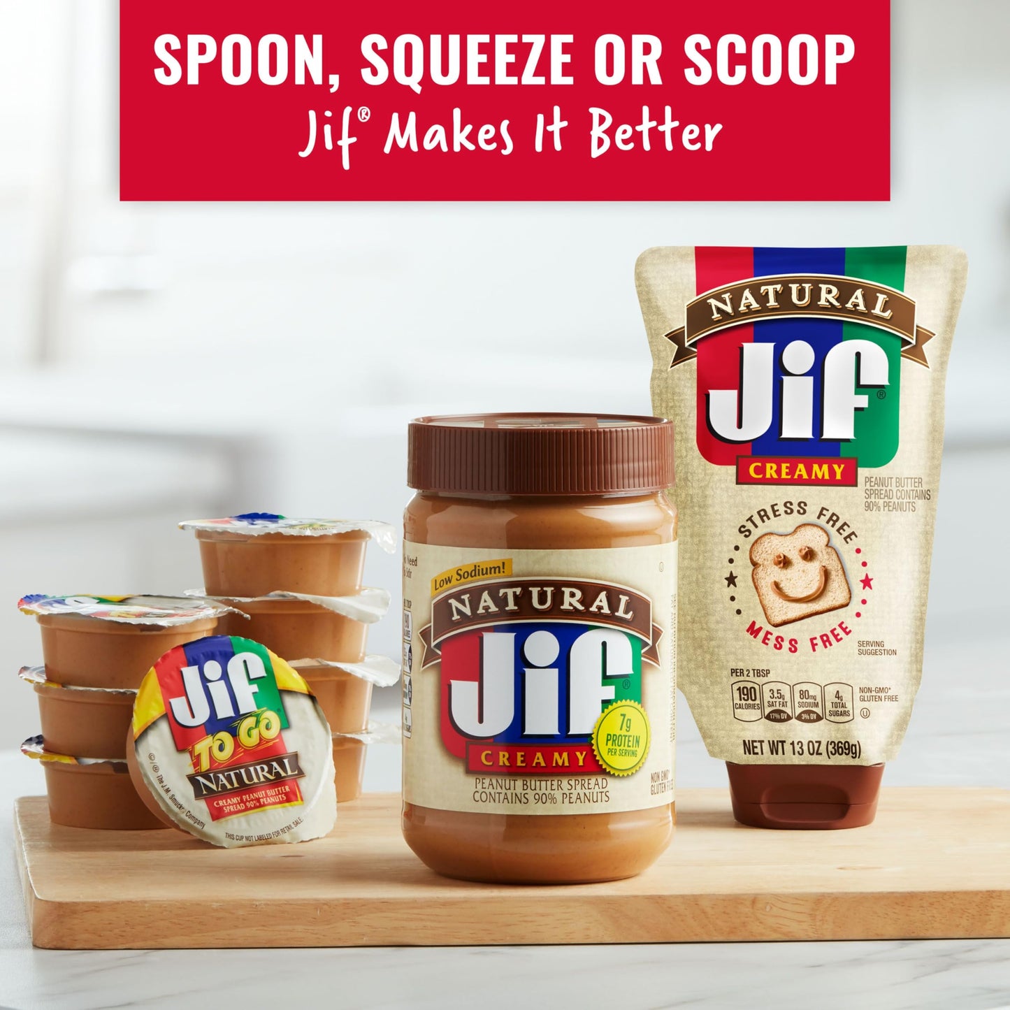 Jif Natural Creamy Peanut Butter Spread and Honey – Contains 80% Peanuts, 16 Ounces