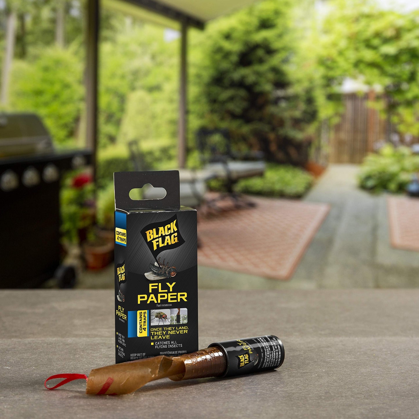 Black Flag Fly Stick, Trap Houseflies and Flying Insects, Pack of 6