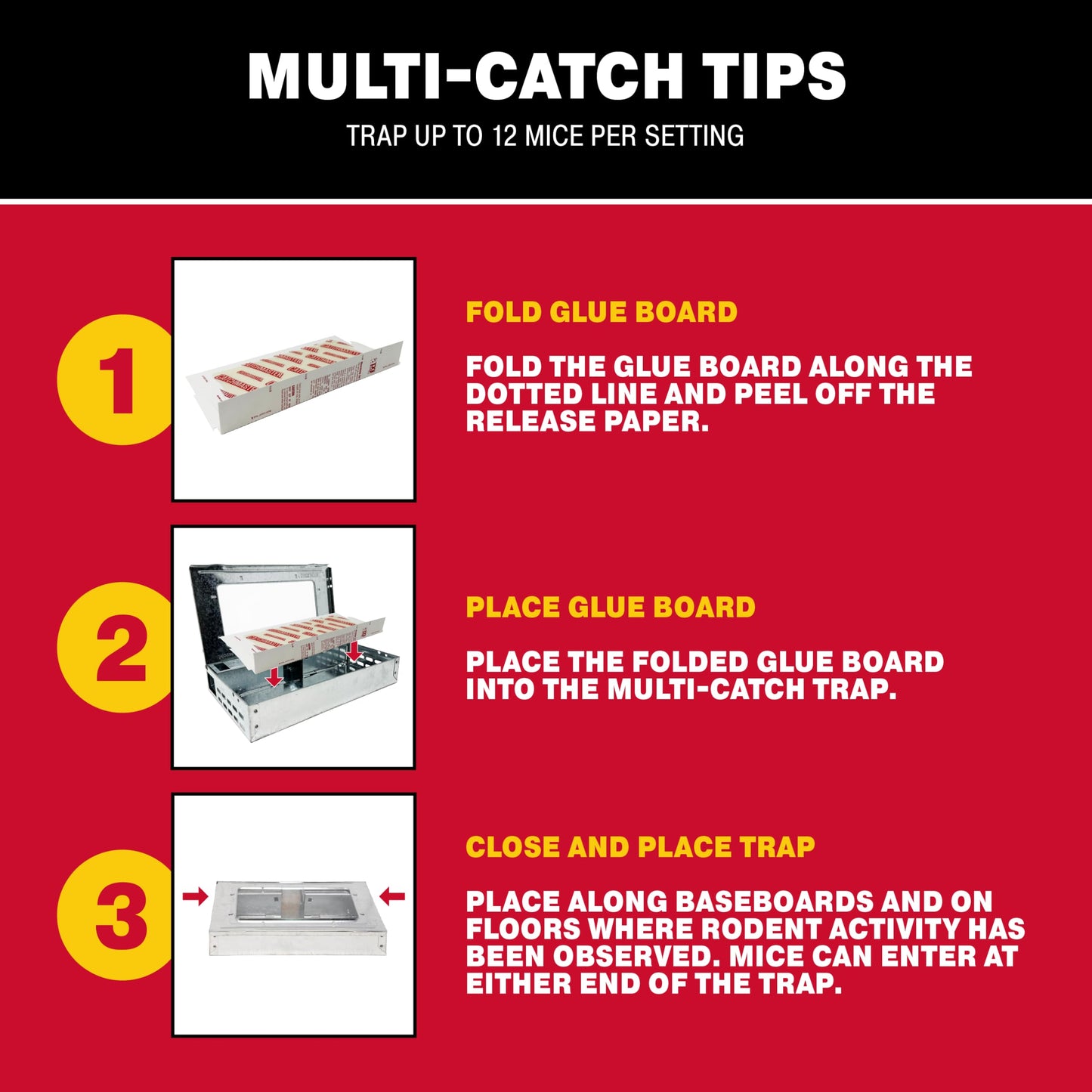 Catchmaster Pro Series Multi-Catch Mouse Trap 6-Pack, Humane Mouse Traps Indoor for Home, Rat Trap Outdoor with Replaceable Glue Boards, Pet Safe Pest Control, Live Catch for Garage & Shed