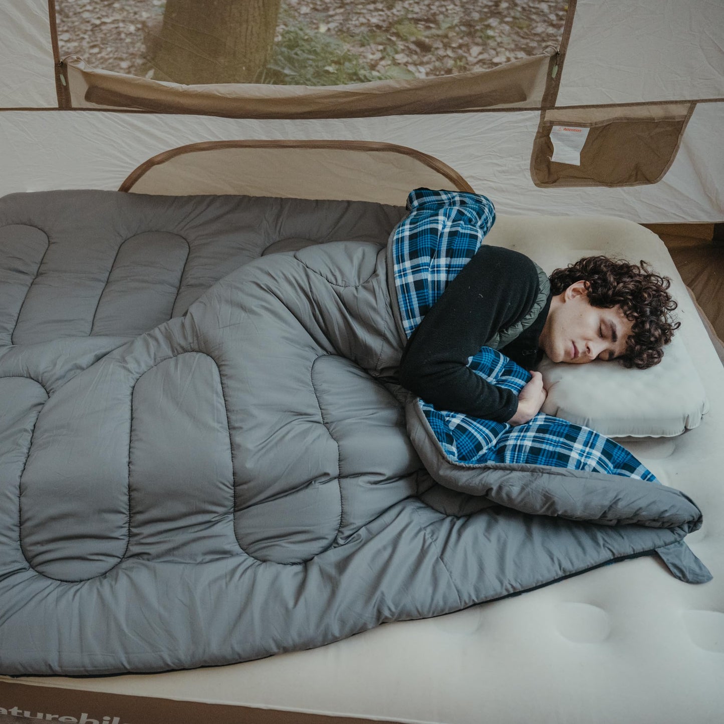 Naturehike 0 Degree Flannel Two Person Sleeping Bag with Pillows for Adults, Couples & Family, Doublewide Double Sleeping Bag 2 Person for All Seasons Camping Hiking Backpacking