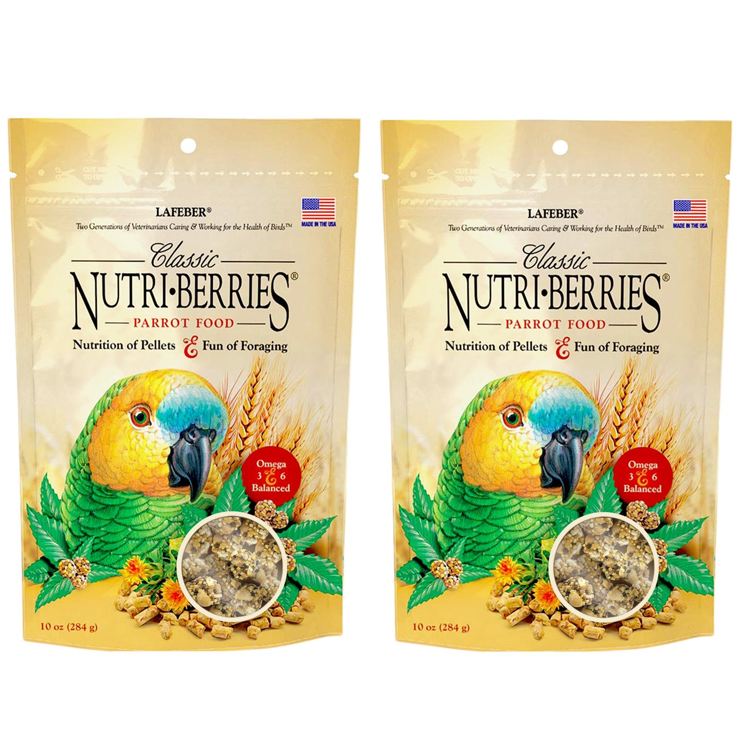 LAFEBER'S Classic Nutri-Berries Pet Bird Food, Made with Non-GMO and Human-Grade Ingredients, for Parrots, 3.25 lb