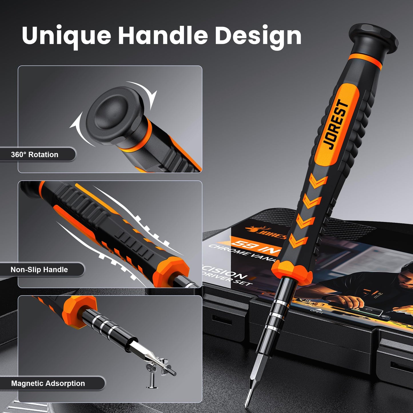 JOREST 152 in 1 Precision Screwdriver Set, Tool Gifts for Men, Magnetic Tool Kit with Torx Triwing Bits, Repair for Electronics,Macbook, Laptop, PC, RC, PS5, iphone,Jewelers, XBOX, Glasses