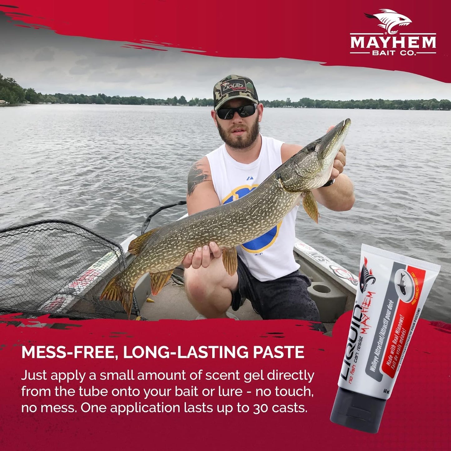 Liquid Mayhem Fish Attractant Gel – Real Bait, Aminos, UV – Multiple Scents and Pack