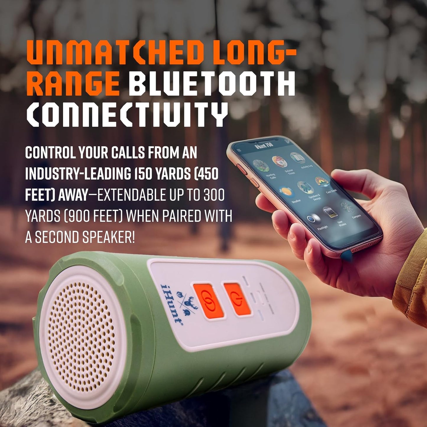 Phantom Link 150, Best Electronic Game Call, Long Range Bluetooth Speaker, Waterproof, Wireless Remote Hunting Speaker for Deer, Coyote, Turkey, Predator, Elk, Fox, Moose, Bear, Hog