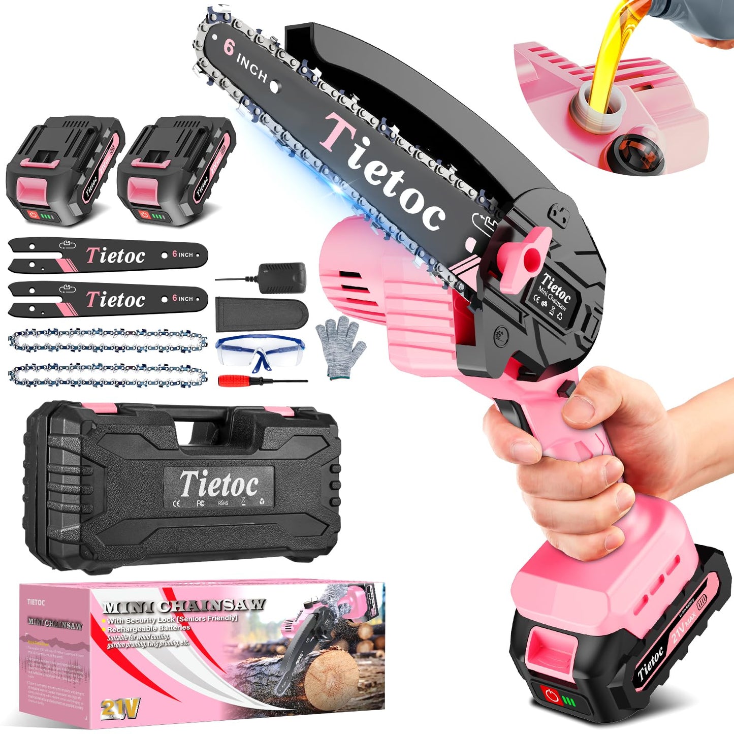 Tietoc Mini Chainsaw 6 Inch with 2 Batteries, Electric Saw Gifts for Men Dad Husband Gardener, Cool Gadgets for Men 2025, Mens Gifts for Fathers Birthday, Perfect Gifts Idea for Mothers Mom Women