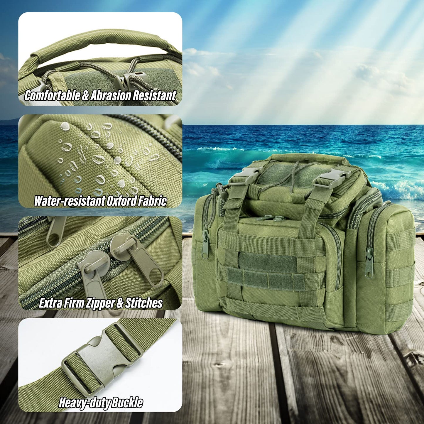 Dr.Fish Fishing Tackle Bag 5 Boxes with 60 Lures Included Loaded Stocked Tackle Box Set Spinner Lures Kit Freshwater Gear Equipment