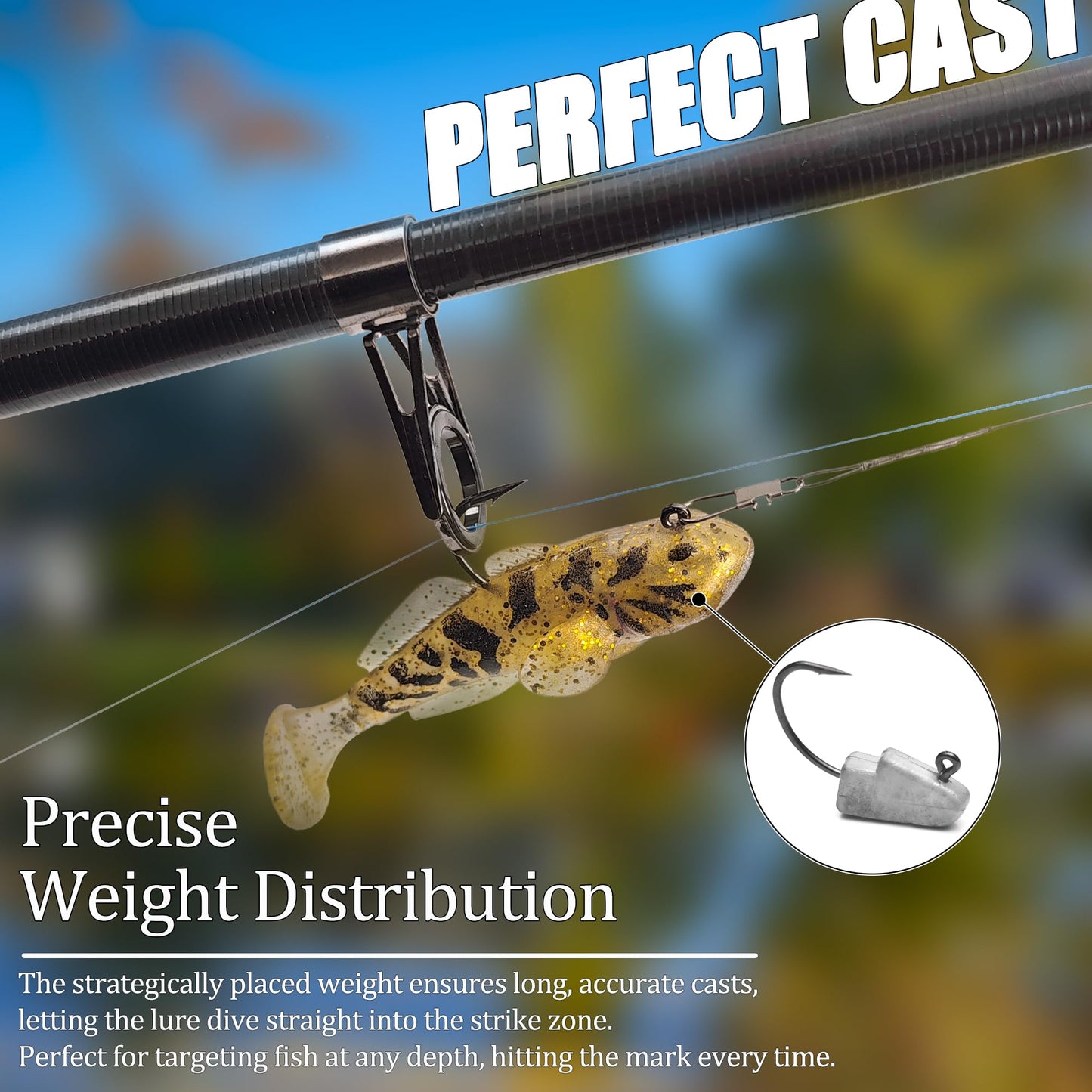 Soft Fishing Lures Shad Minnow Swimbaits, Pre-Rigged Jig Heads Paddle Tail Swim Baits for Bass, Trout, Walleye, Crappie, Sinking Jigs Bait for Saltwater Freshwater, Fishing Gifts for Men
