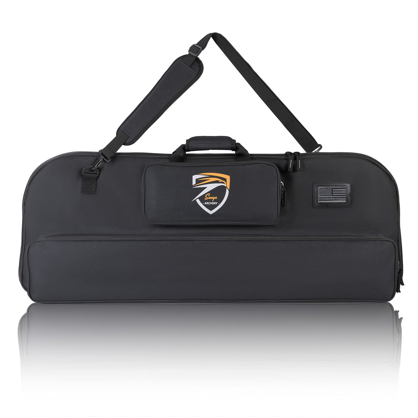 SUNYA Compound Bow Case with Molle System - Neoprene Bow String Protection & Padded Shoulder Sling - Soft Carrying Case for Archery Accessories, Equipment