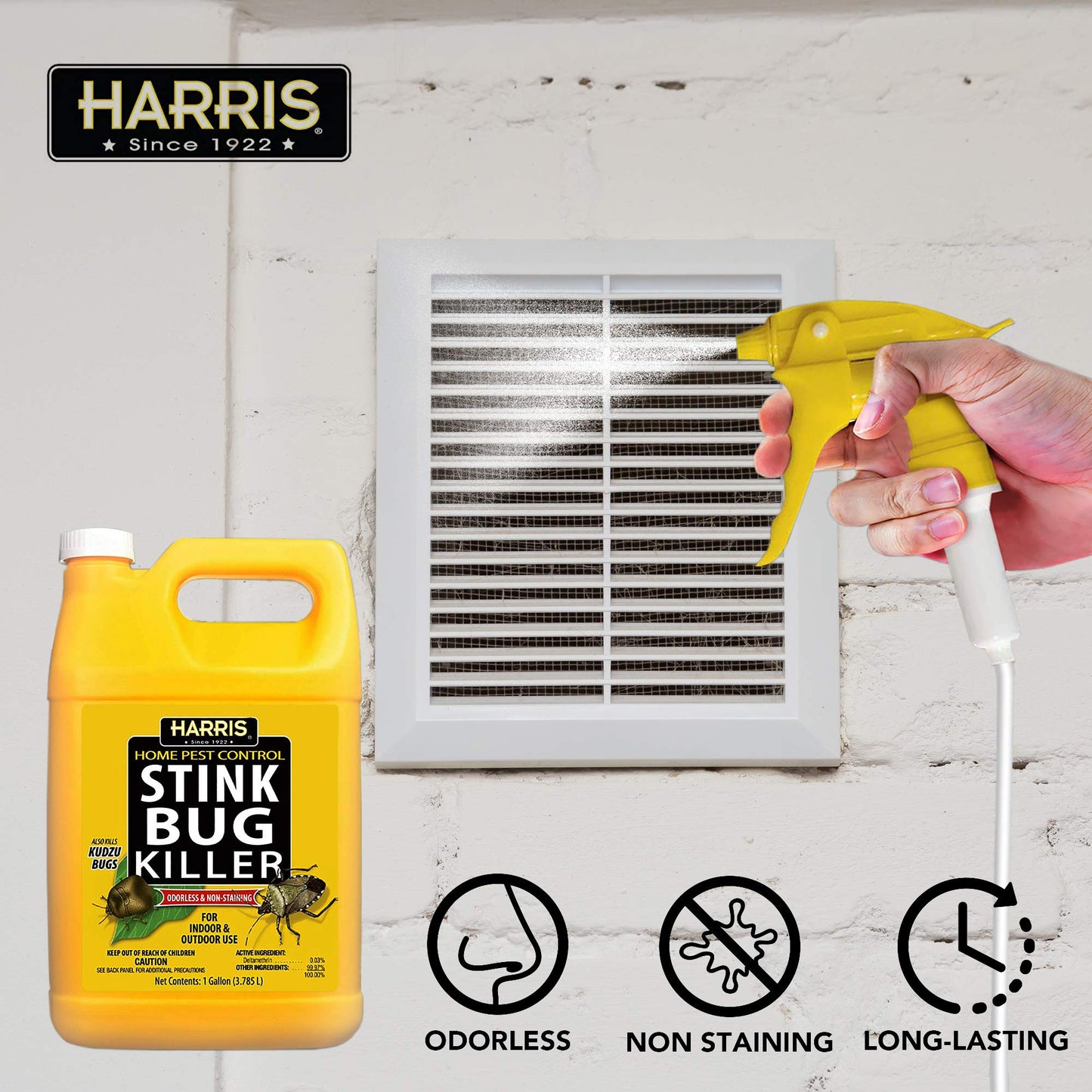 Harris Stink Bug Killer, Liquid Spray with Odorless and Non-Staining Extended Residual Kill Formula for Insects (Gallon)