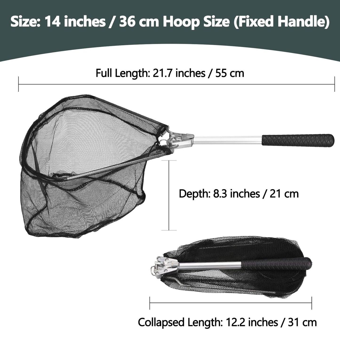 Yeahmart Fishing Net Minnow Nets with Aluminum Collapsible Telescopic Fishing Pole Handle and Nylon Mesh, Small Fishing Landing Net for Saltwater Freshwater, Kids, Men, Women, Extends to 21-75 inch