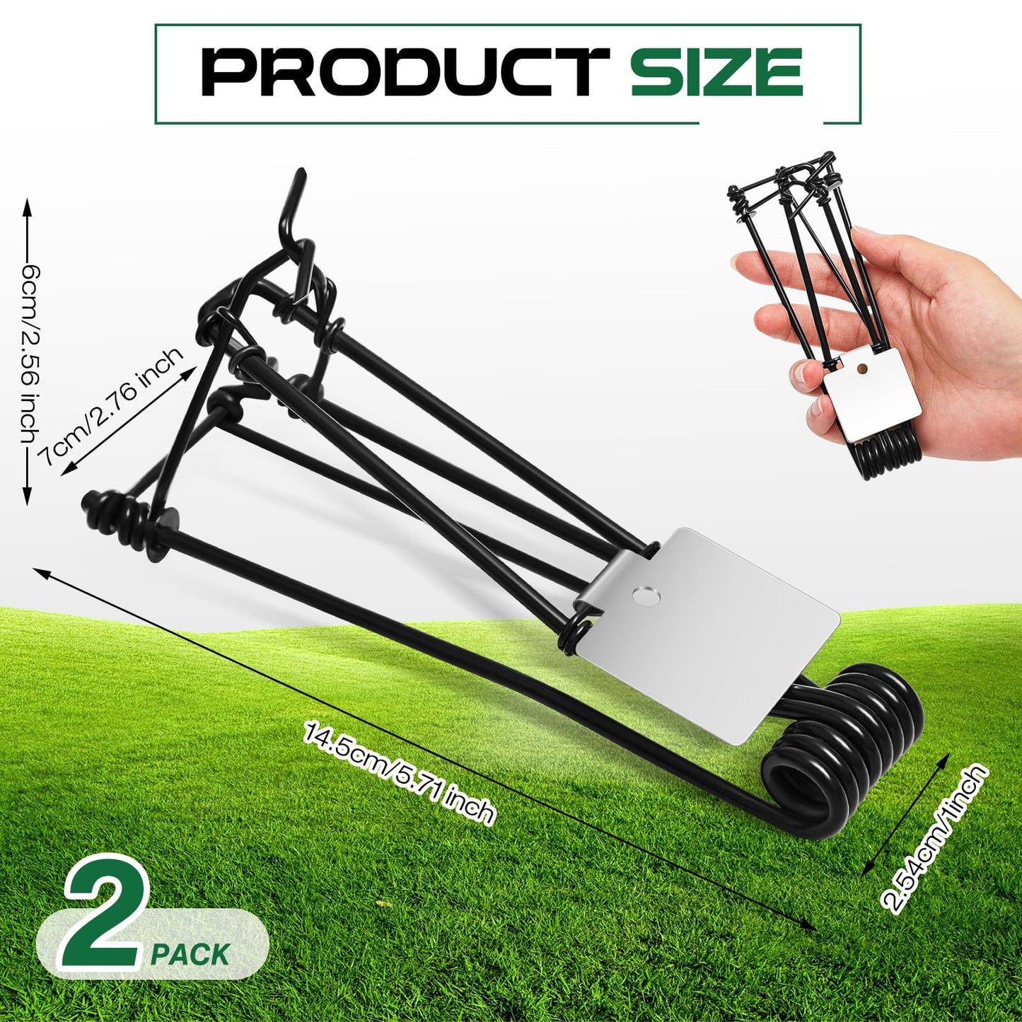 Qualirey 2 Pcs Outdoor Gopher Trap Easy Set Mole Trap Weather Resistant Gopher Killer Vole Killer for Lawn Garden Farm (Black)