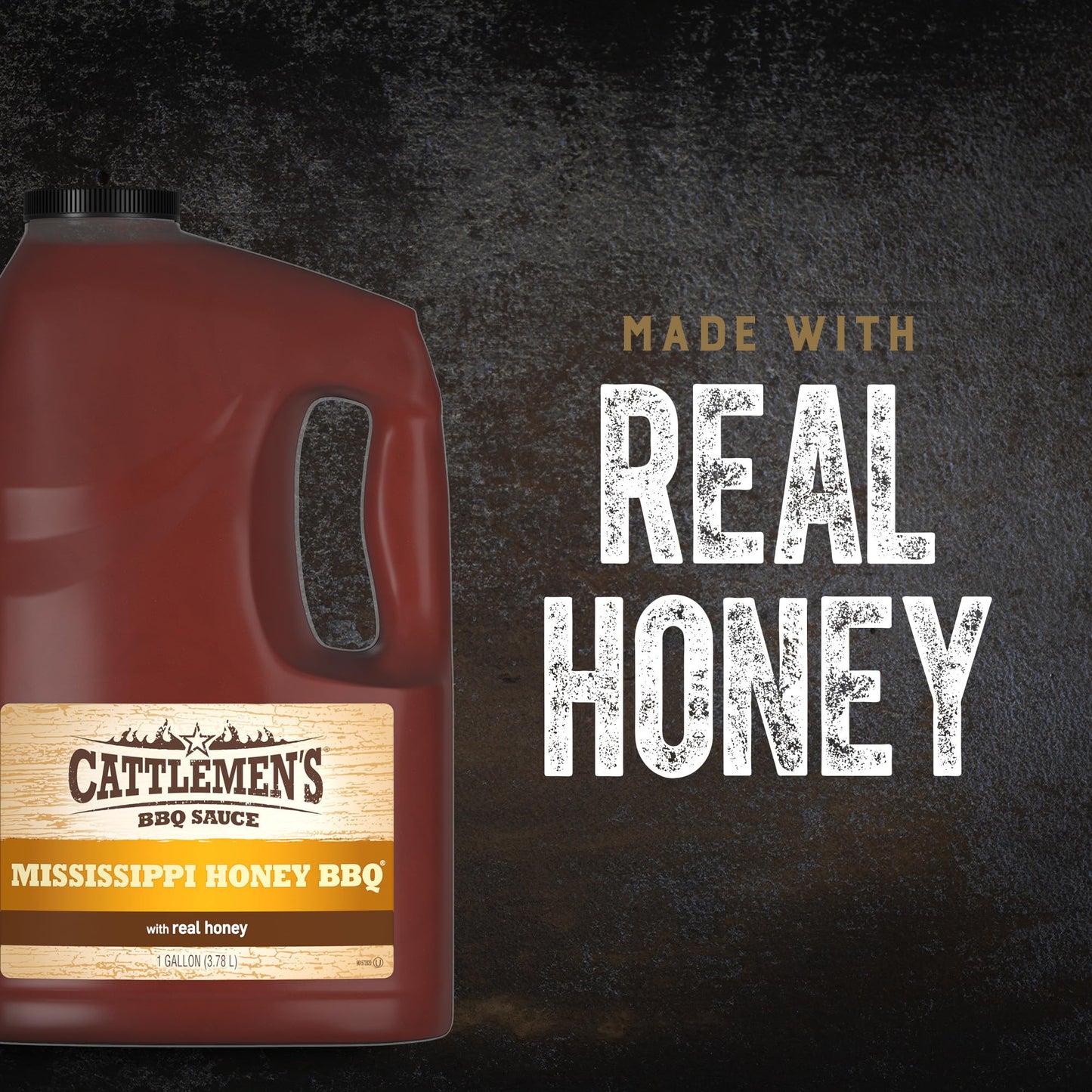 Cattlemen's Mississippi Honey BBQ Sauce, 1 gal - One Gallon Bulk Container of Mississippi Honey Barbecue Sauce Blend of Honey, Vinegar, Hickory and More for Dipping and Barbecue Recipes