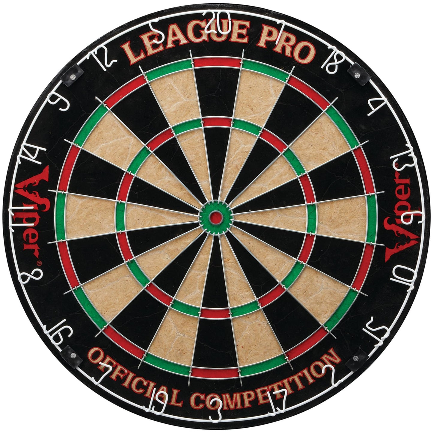 Viper League Pro Regulation Bristle Steel Tip Dartboard Starter Set with Staple-Free Bullseye, Radial Spider Wire, High-Grade Sisal with Rotating Number Ring, Chalk Cricket Scoreboard, Steel Tip Darts