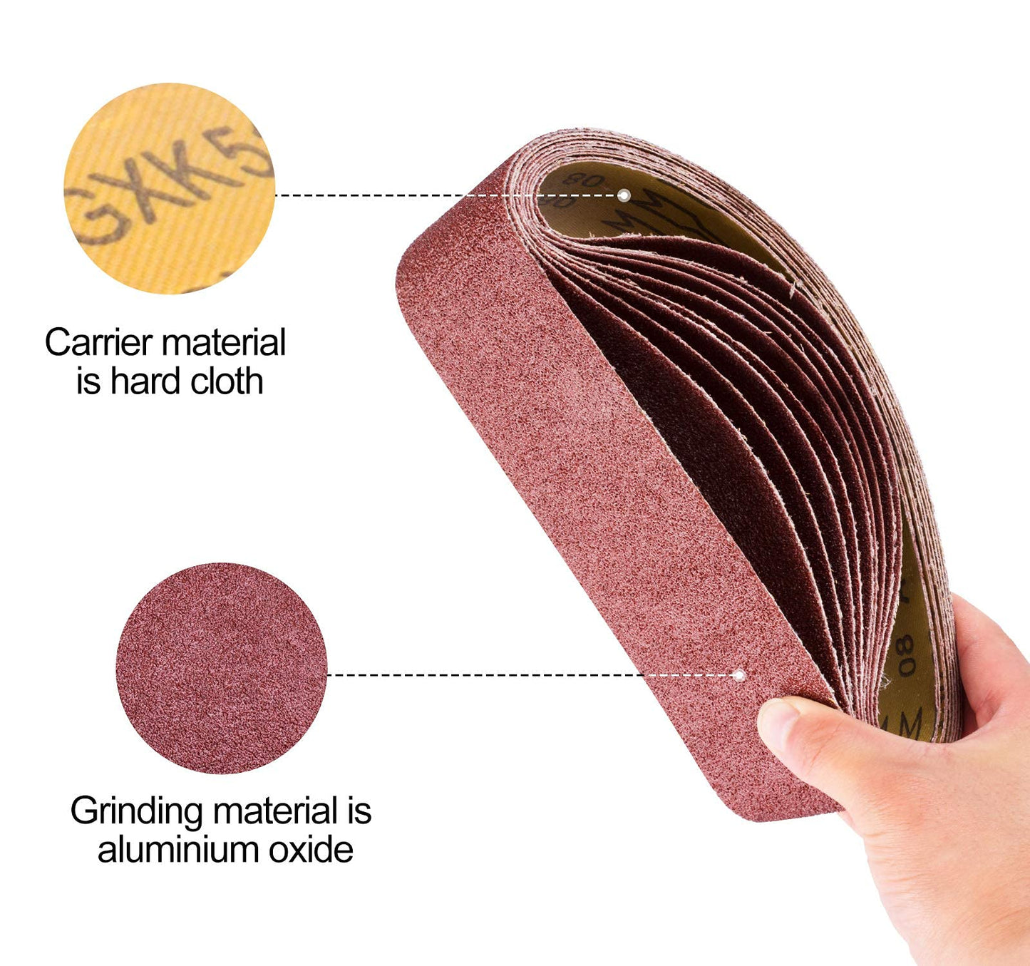 S SATC 3x18 Sanding Belts 20PCS Belt Sander Paper Aluminum Oxide (3 Each of 60/80/120/150/240/400 Grits & 2 of 40 Grits) Ideal for Wood Metal Paint Sanding