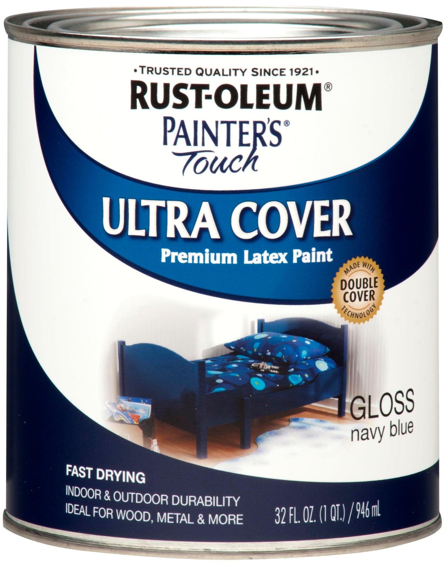 Rust-Oleum 1976502 Painter's Touch Latex Paint, Flat Black 32 Fl Oz, 1 Quarts, (Pack of 1)