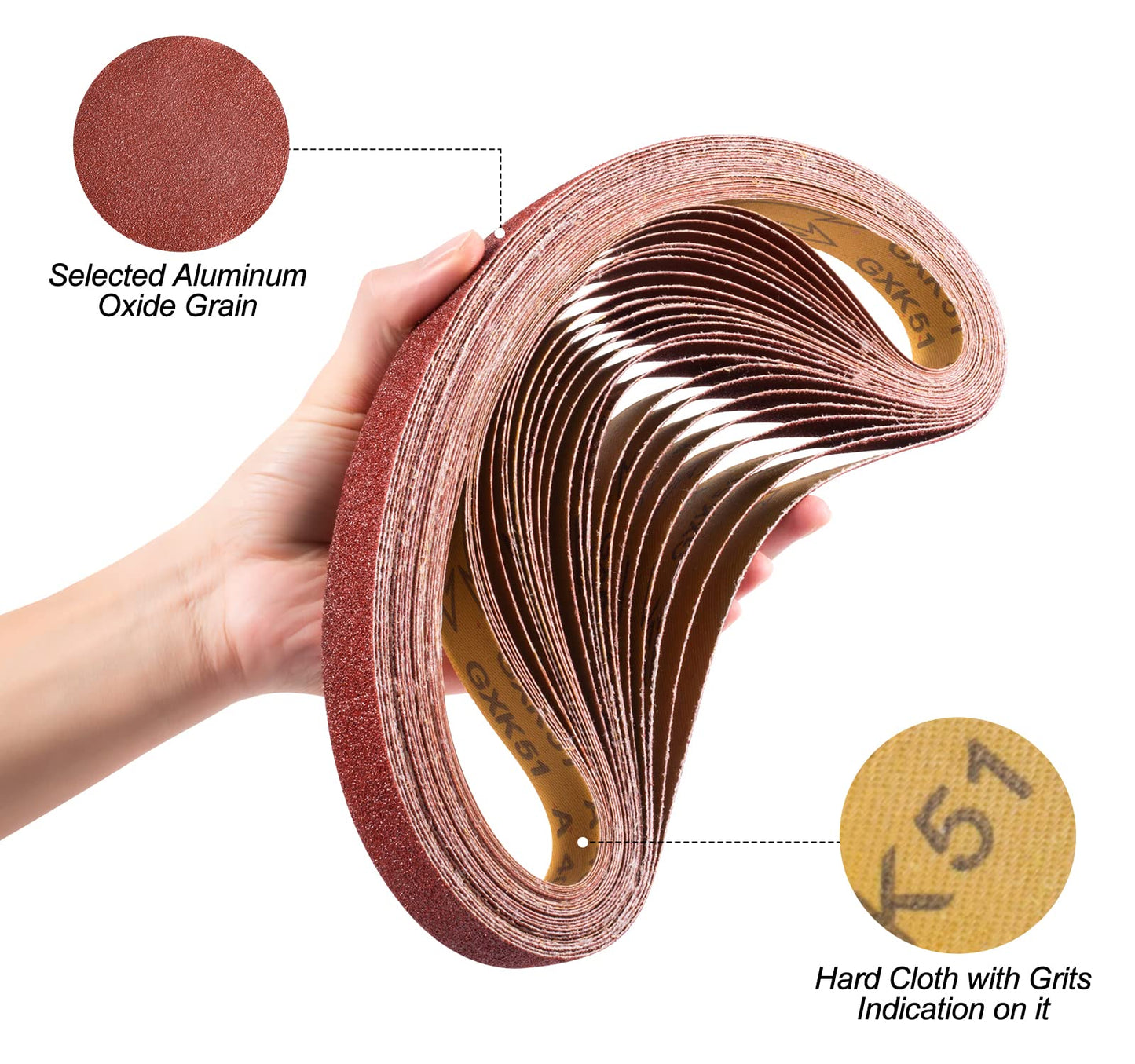 S SATC 3x18 Sanding Belts 20PCS Belt Sander Paper Aluminum Oxide (3 Each of 60/80/120/150/240/400 Grits & 2 of 40 Grits) Ideal for Wood Metal Paint Sanding