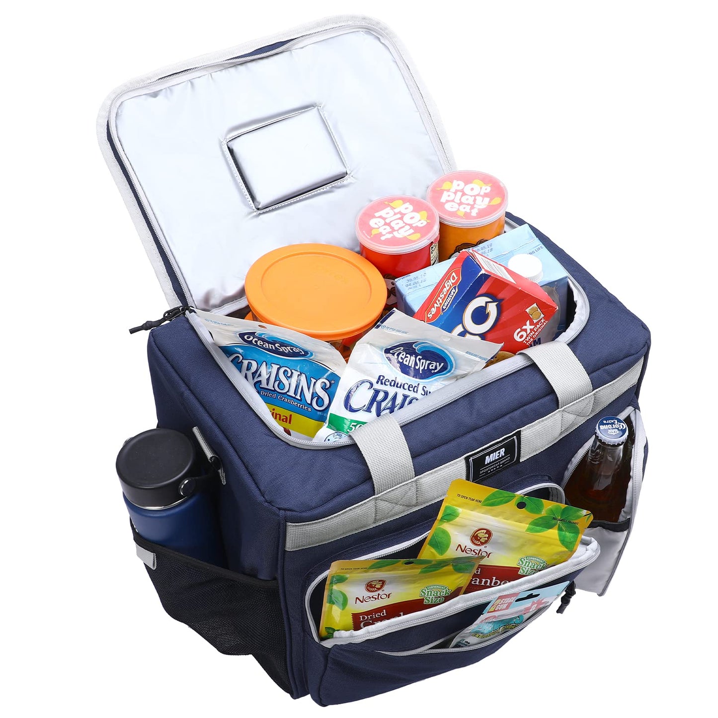 MIER 30L Extra Large Soft Cooler Bag with Bottle Opener for Camping Beach BBQ Grocery Golf Leakproof Picnic Lunch Bag, Collapsible, Top Flip Lid, 45Can (Dark Blue)