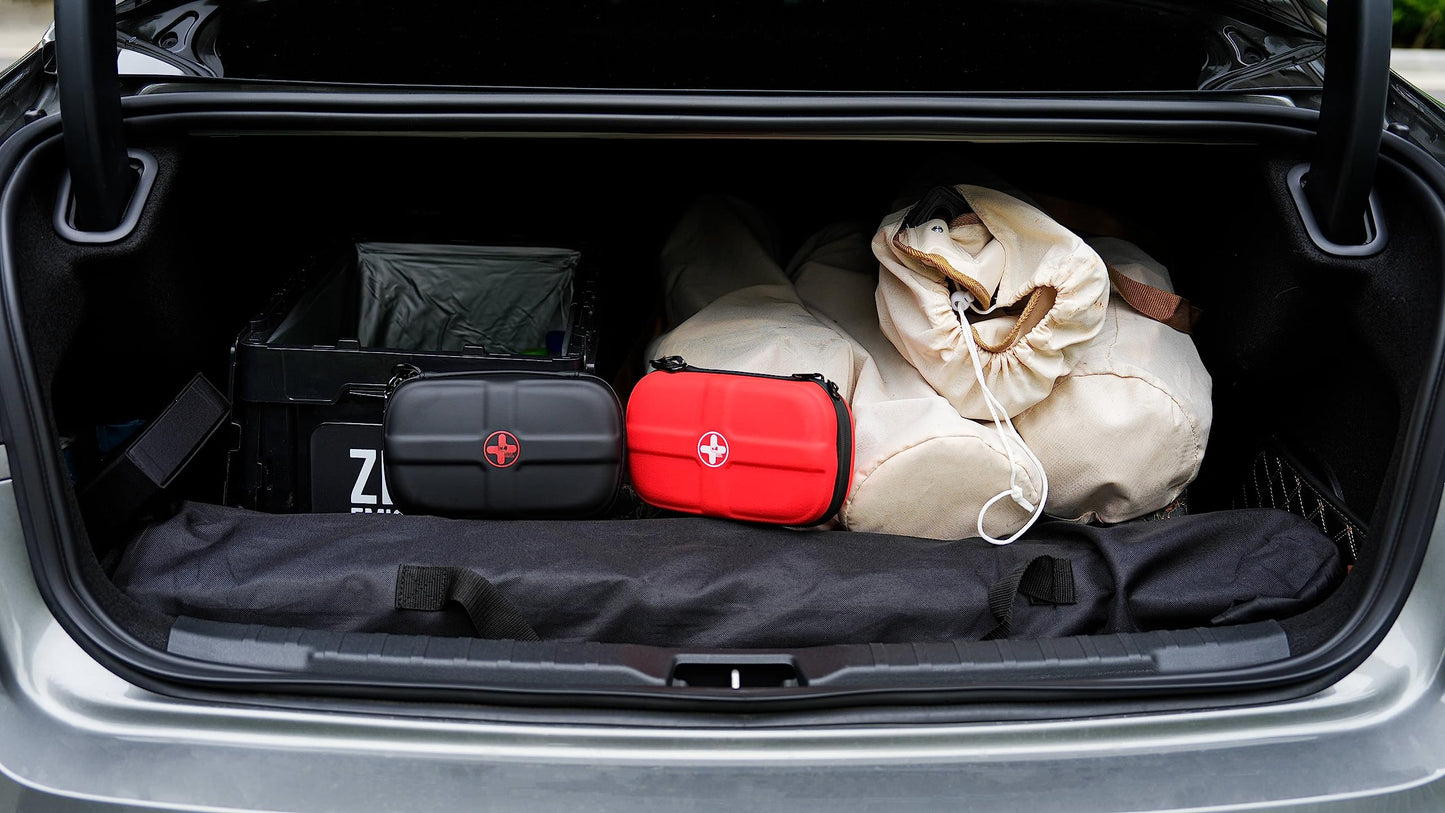 RHINO RESCUE EVA First Aid Kit, HSA/FSA Eligible, Small Waterproof Portable Emergency Hiking First Aid Kit for Backpackingg, Medical Kit for Travel, Home, Car, College Dorm, Camping, Boat (Red)