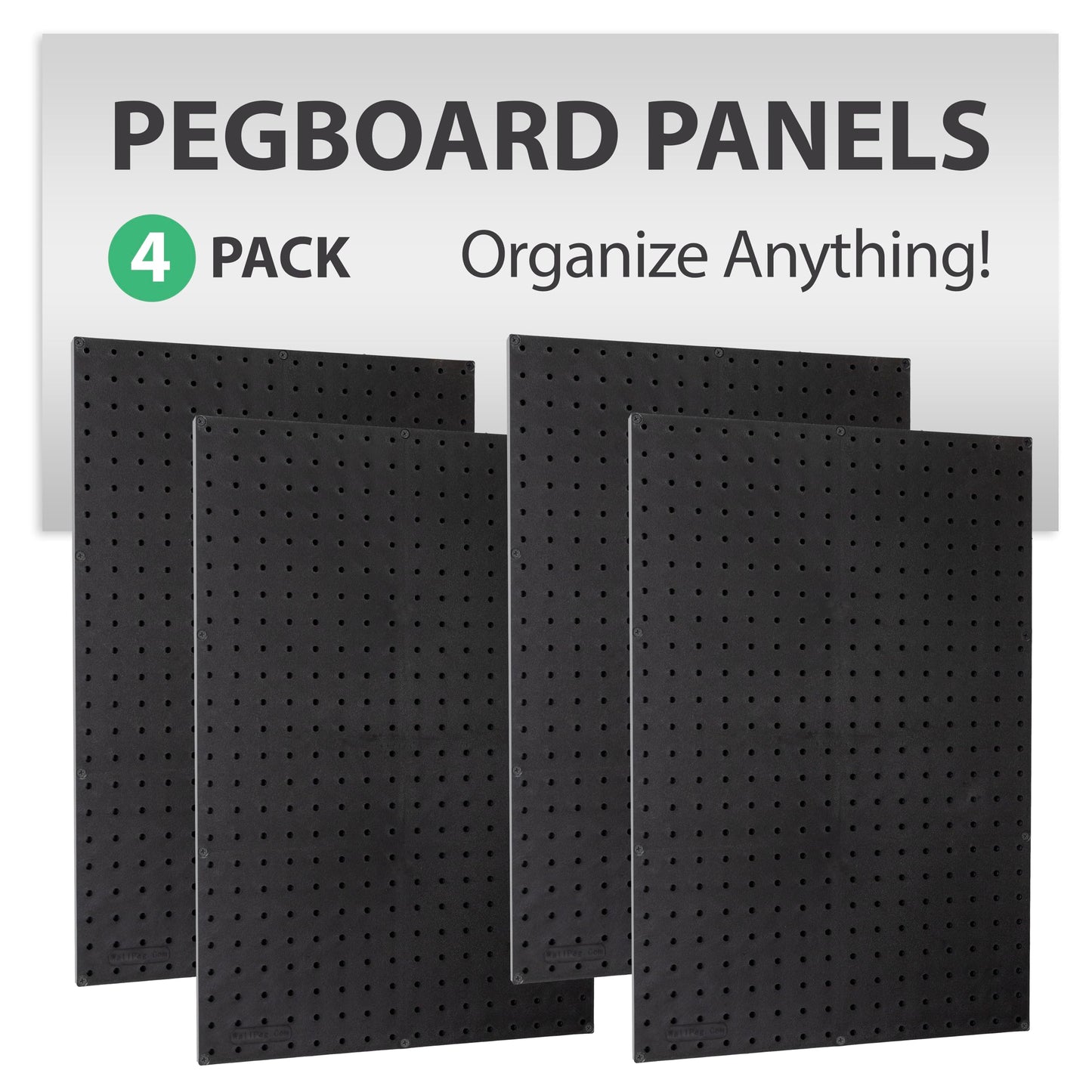 WallPeg Pegboard Wall Organizer - 96” Wide | 4 Pack 24”x16” Heavy Duty Plastic Peg Boards | Made in USA | Garage Tool Storage, Workshop, Craft Room, Office Wall Organizer | Tuff Peg-Board Panels