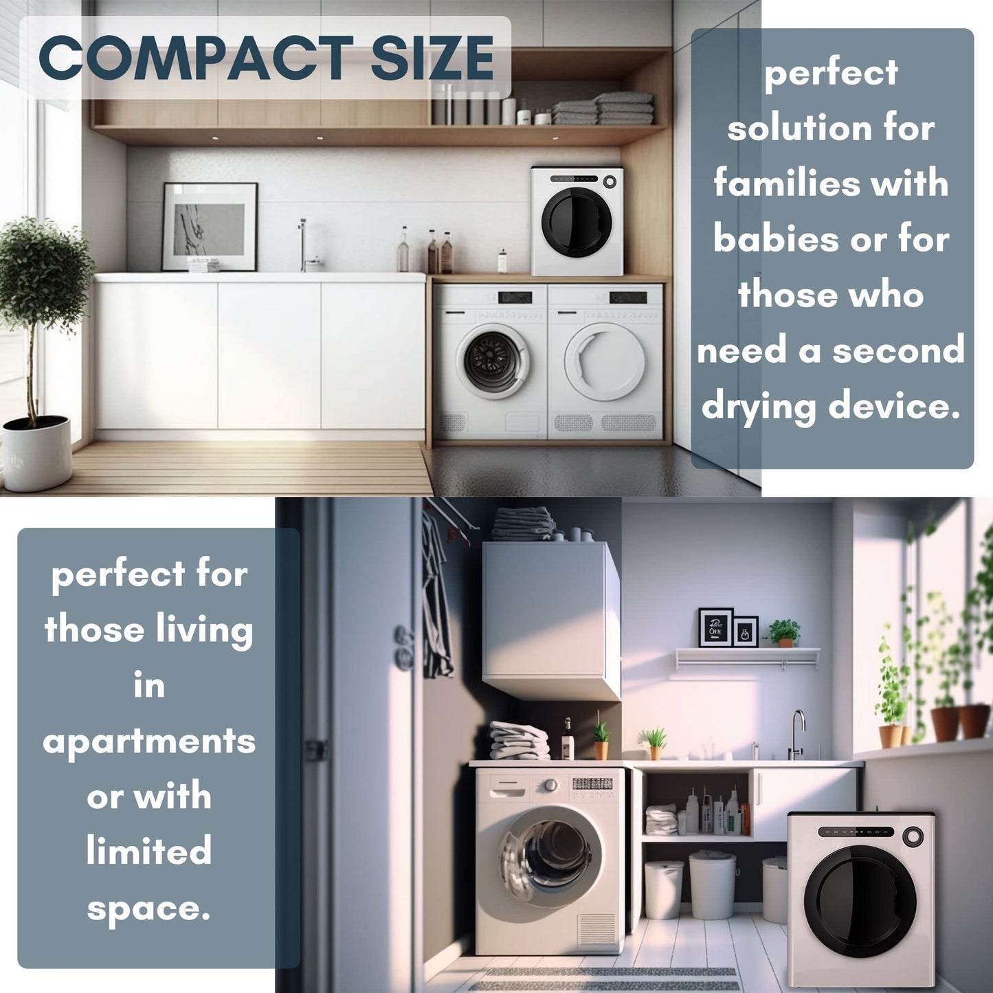Dessiz 11LBS Compact Dryer 950W Portable Clothes Dryer Machine for Small Spaces, RVs and Apartments - Quiet, Sturdy ,Easy to Use and LED Display