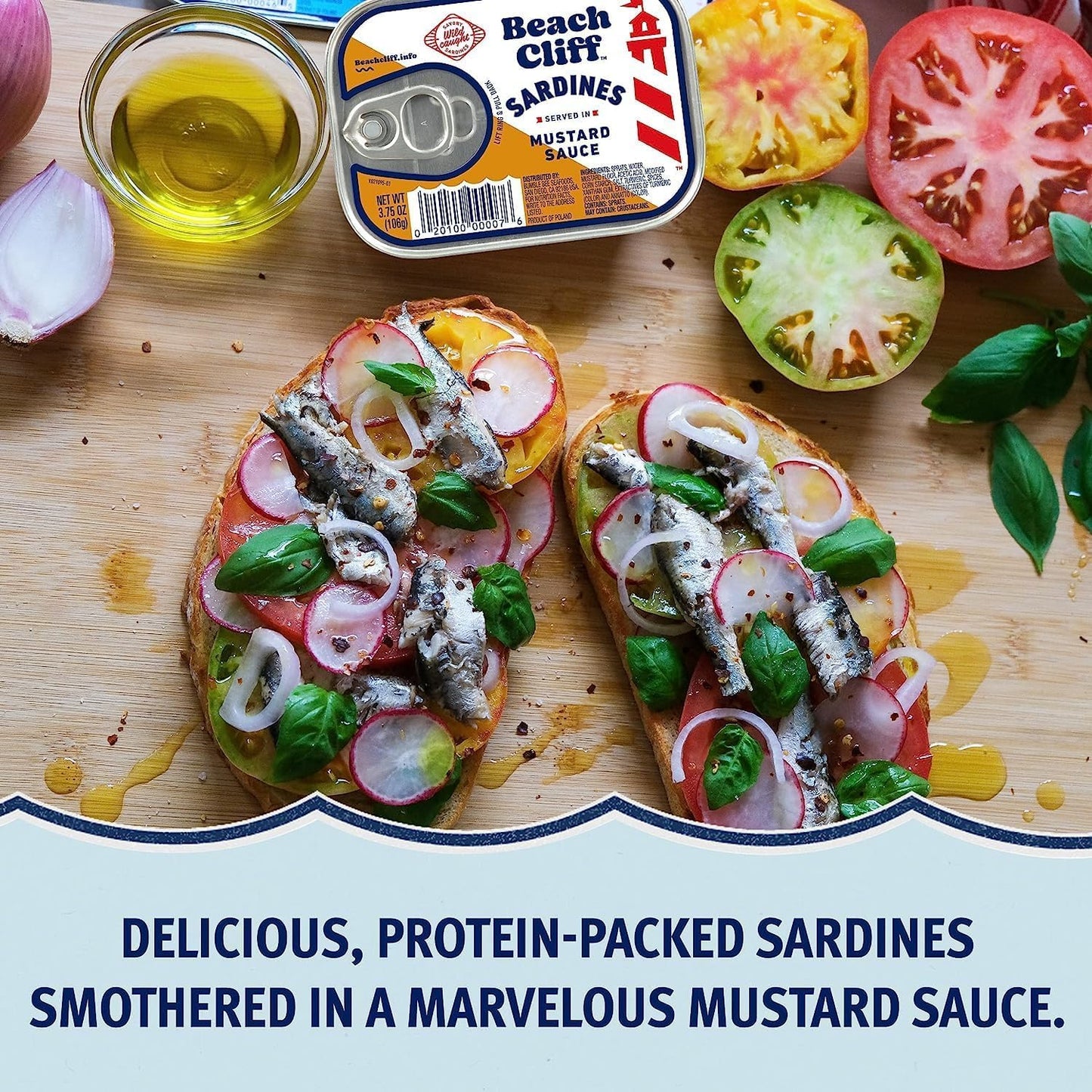 Beach Cliff Sardines in Water, 3.75 oz Can (Pack of 12) - Wild Caught Sardines - 12g Protein per Serving - Gluten Free, Keto Friendly